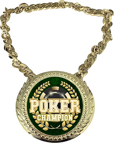 Express Medals Poker Texas Holdem Champ Chain Trophy Award con una placa central que mide 6 x 5.25 pulgadas e incluye una cadena de 34 pulgadas con