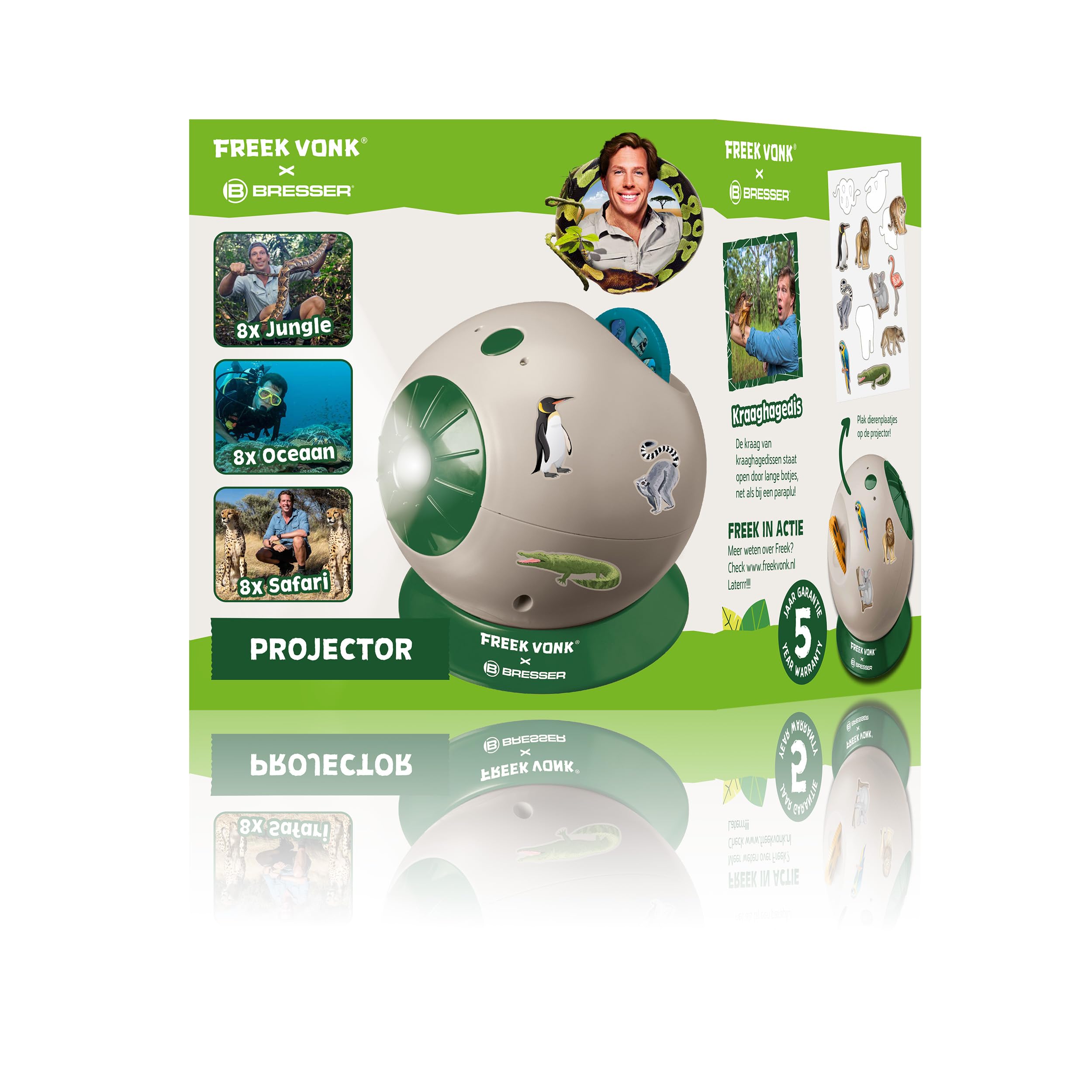 Kinder-Projektor mit 24 Abenteuermotiven und Tierstickern, frei Einstellbarer Projektionswinkel, ab 6 Jahren