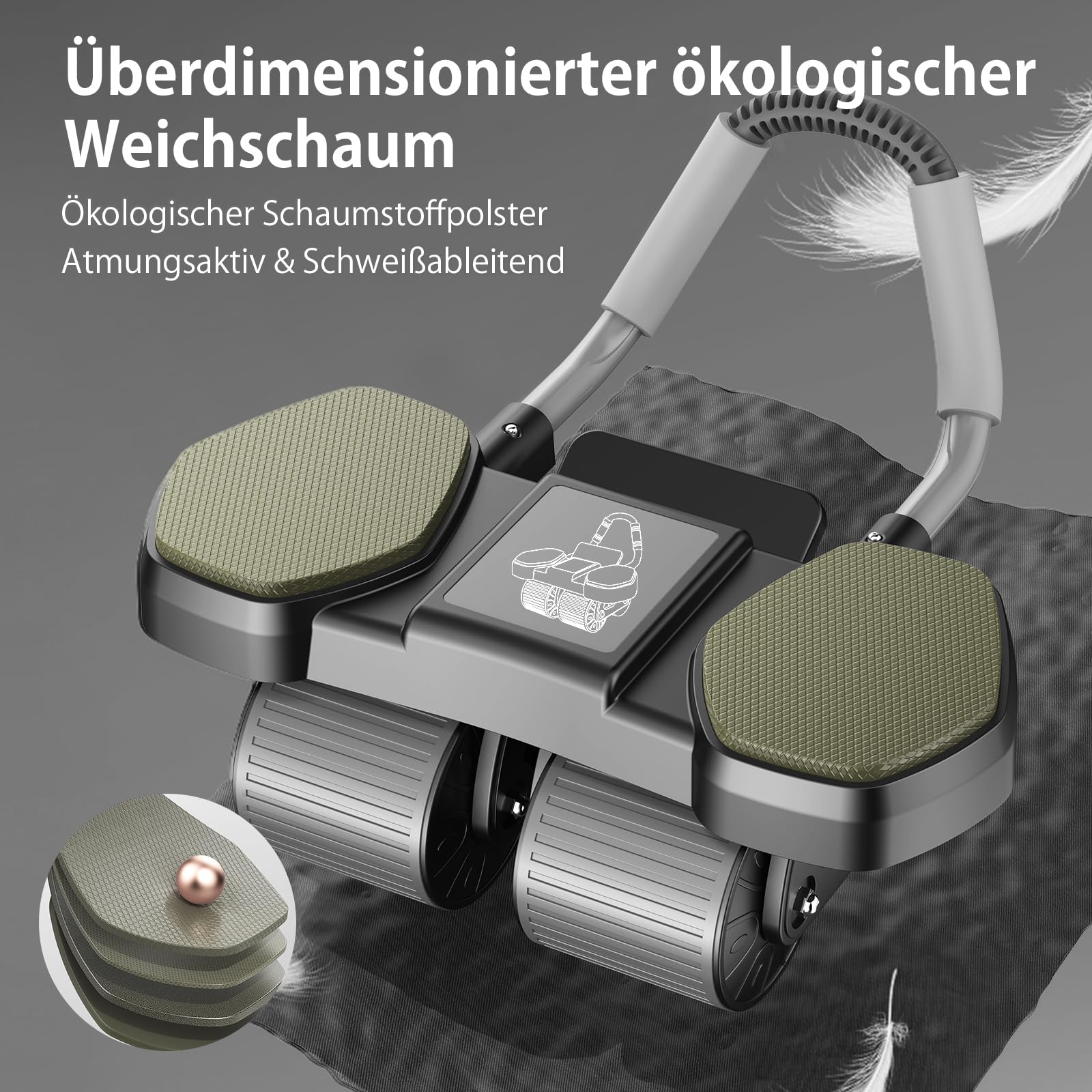 Bauchroller,Bauchtrainer für zuhause, verbessertes 4-Rad-Design, ultrastabiler Kerntrainer zur Stärkung von Bauchmuskeln und Rumpf, langlebig und leicht, perfekt für Männer und Frauen, Heimfitness