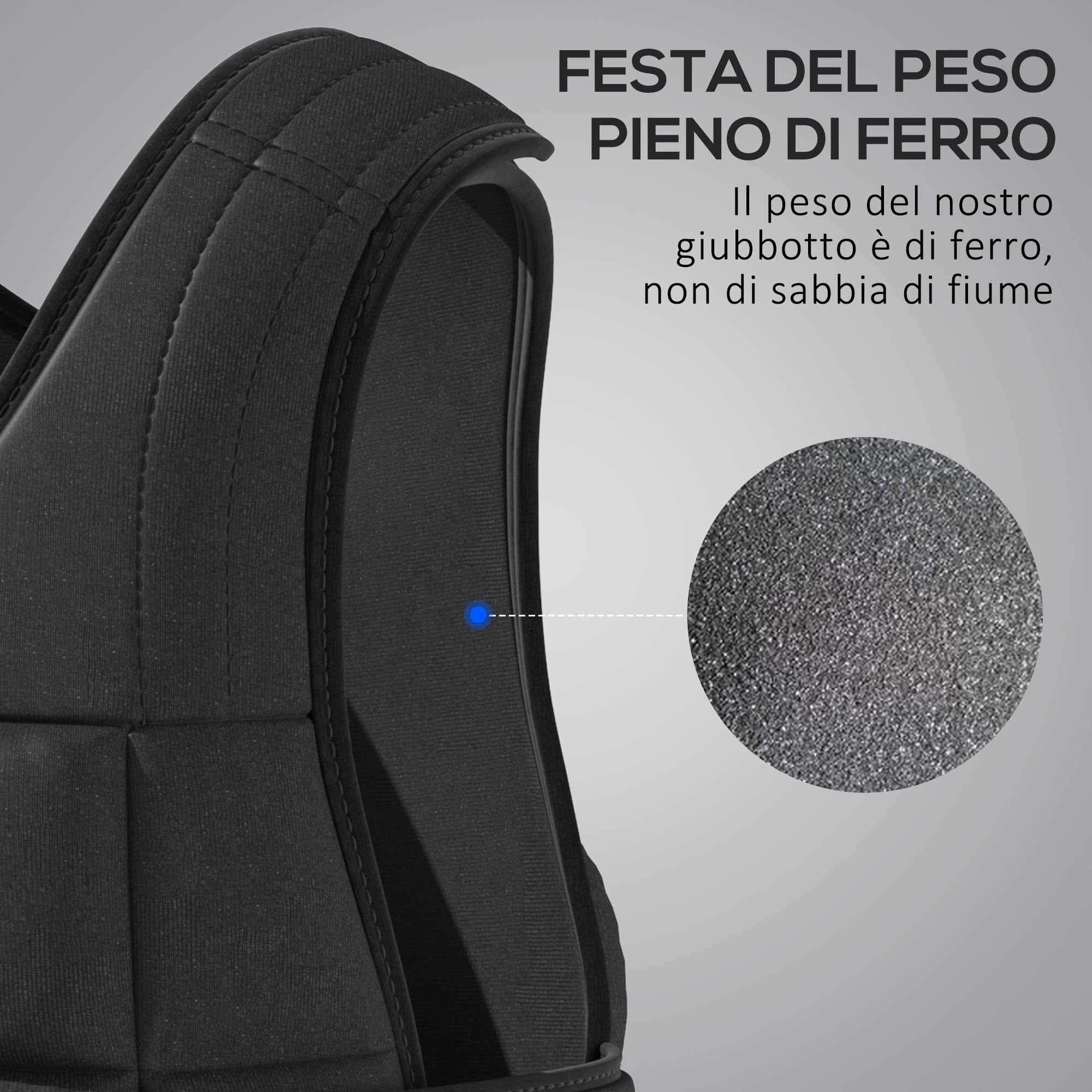 HOMCOM Giubbotto Zavorrato 20kg Unisex 38 Pesi Singoli, Imbottitura, Chiusure a Strappo
