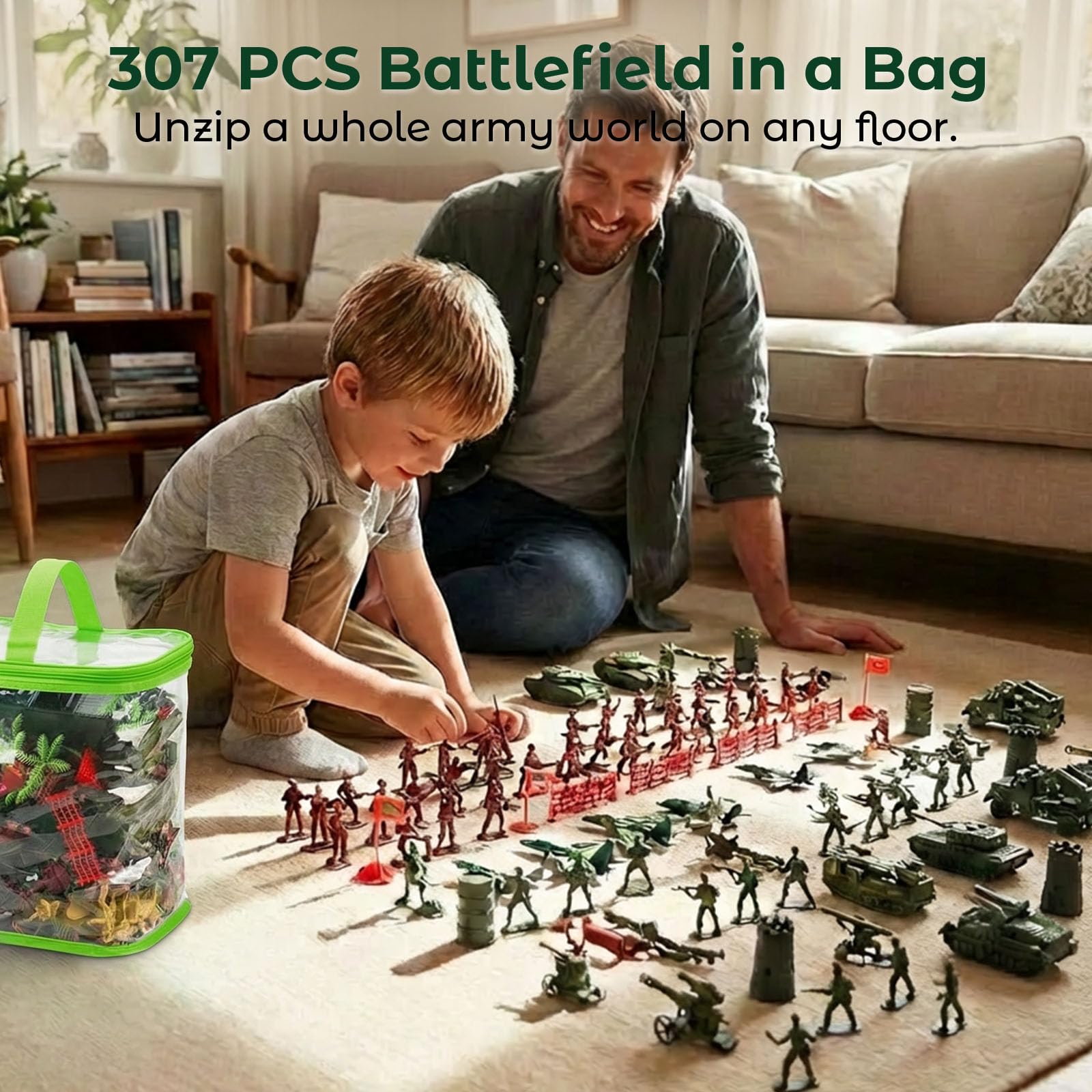 3 Otters 307PCS Army Men Military Set, Battle Toy with Vehicles