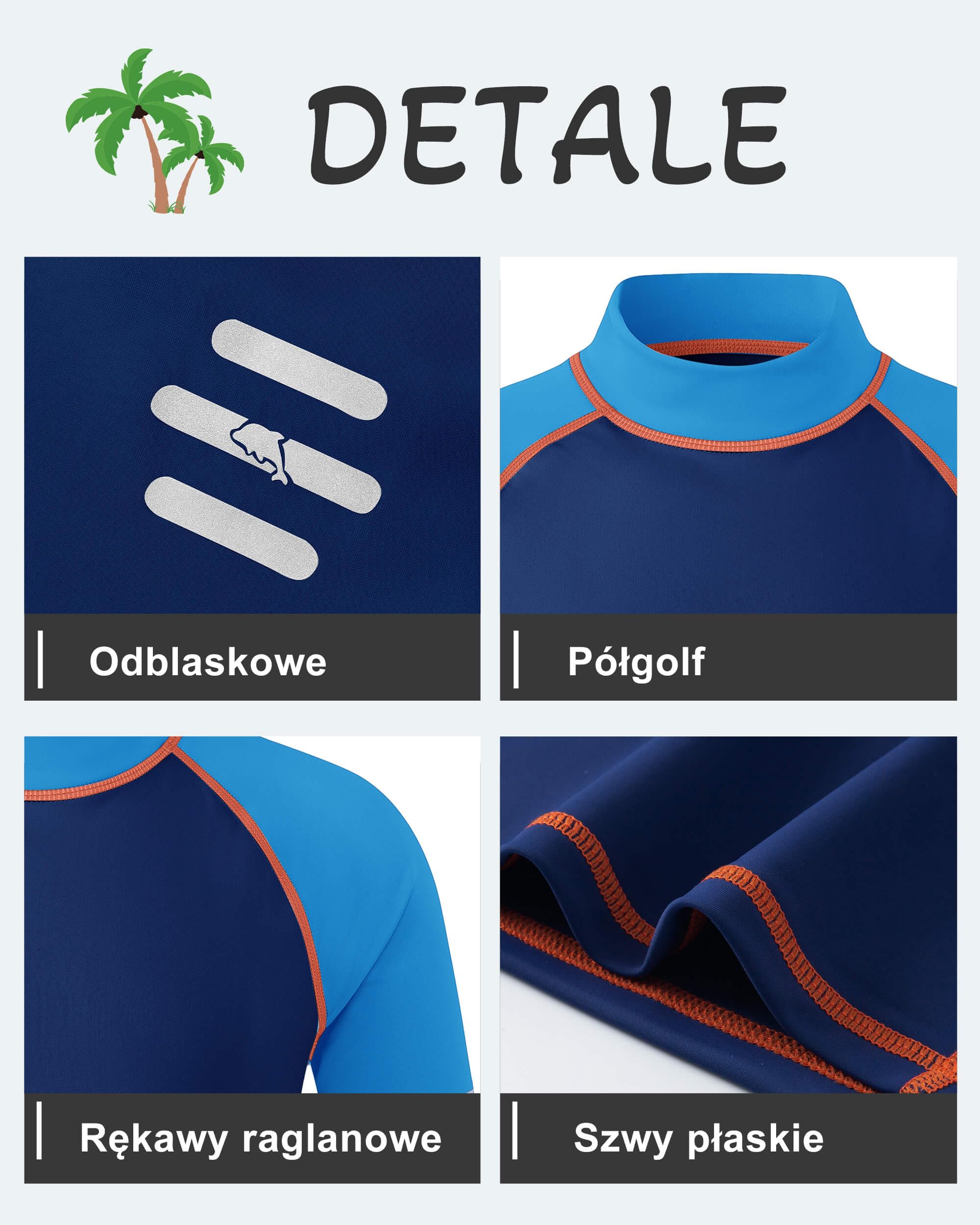 Koszulka Do Pływania dla Dzieci z Krótkim Rękawem UPF 50+ Rash Guard z Odblaskowymi Paskami, Szybkoschnąca, Ochrona UV dla Chłopców i Dziewczynek, Rozmiary 5–15 Lat