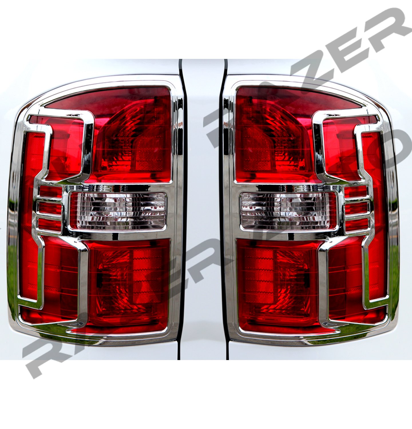Razer Auto Triple Chrome Plated Taillight Trim Bezel Cover for 2014-2016 GMC Sierra 1500, 2015-2016 GMC Sierra 2500/3500/HD Non-Denali