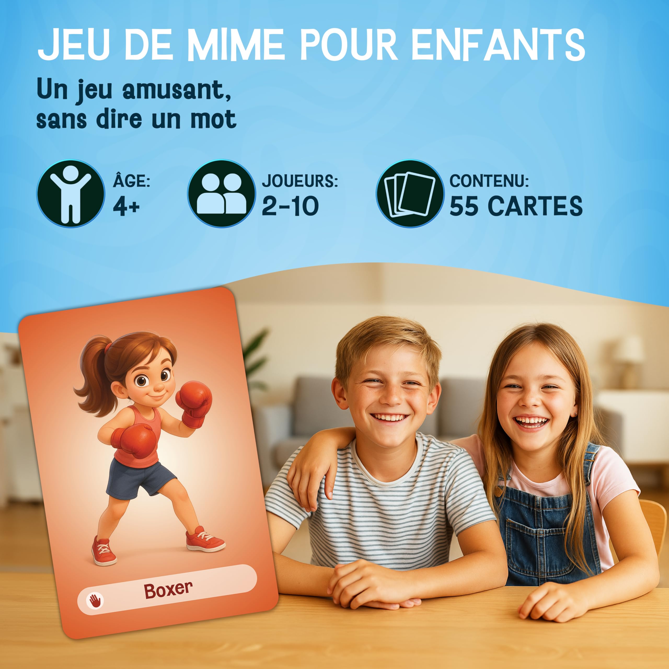 LIKARTO Jeu de mime pour Enfants – Jeu Amusant dès 4, 5, 6, 7, 8, 9 Ans – Activité familiale et devinettes – Idée Cadeau pour Filles et garçons – Activité intérieure & extérieure