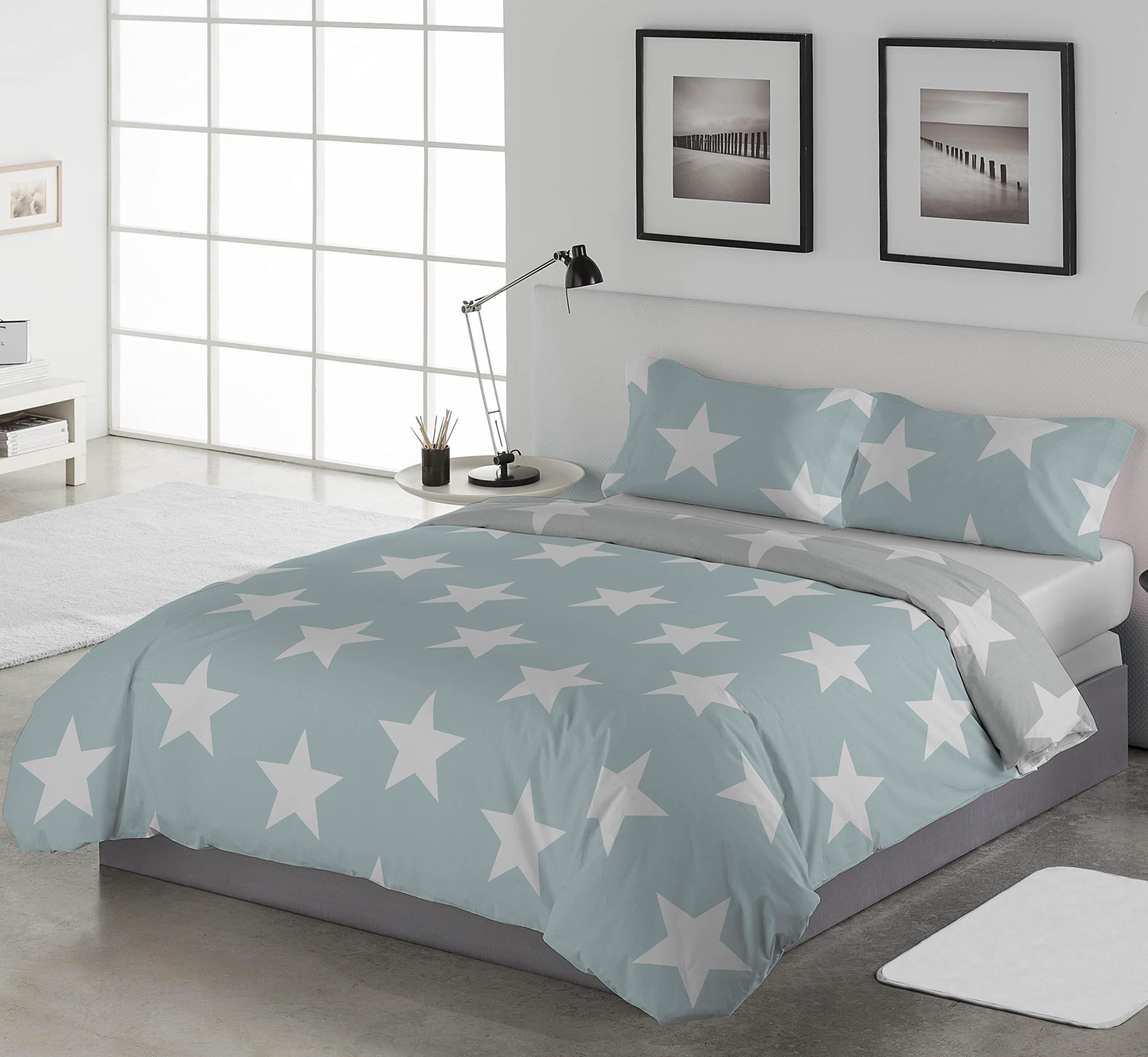 LEBENGOOD Funda Nórdica Cama 150, con 2 Fundas Almohada, Funda de Edredón 150x190/200, Estampada, Reversible, Colcha Sábana,Nordicos Cama 150 Invierno, Juego de Ropa Cama