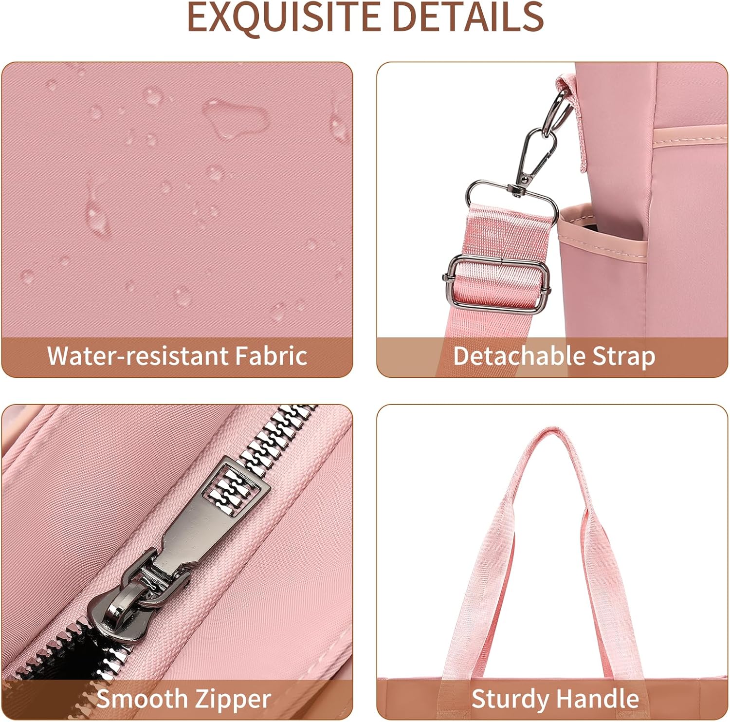 Tote Bag for Women with Zipper Travel Large Crossbody Shoulder Bag Handbag Water-resistant Nylon with Multi Pockets - Image 6