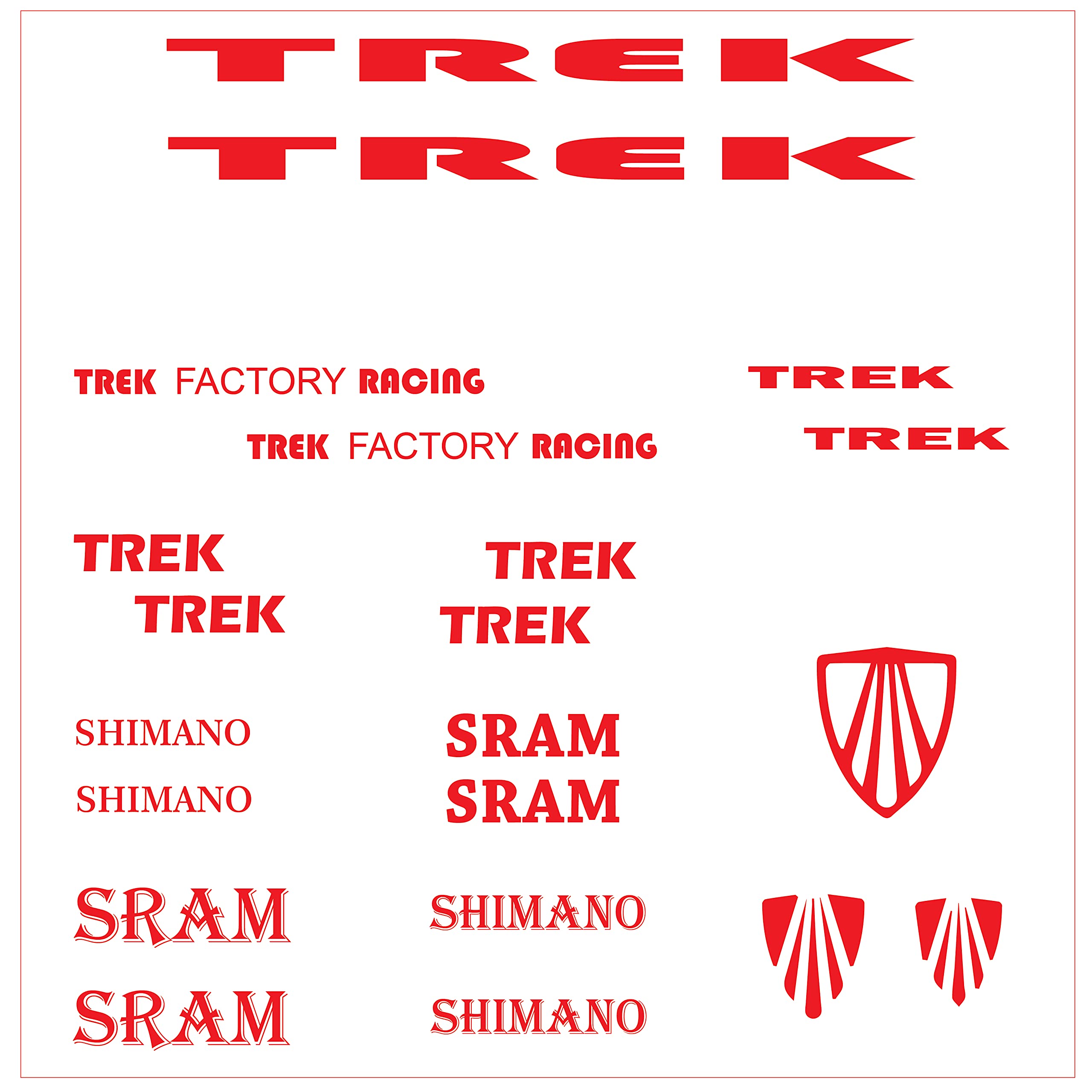 VVWV Bicycle Stickers and Graphics for Cycle Body Frame Mountain Bicycle Combo Red Vinyl Die-Cut Pack of 21