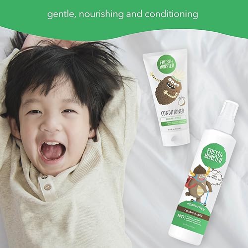 Miniatura 5 de Fresh Monster Paquete desenredante de cabello para niños, desenredante de 8.5 onzas y acondicionador de 6 onzas, sin toxinas, hipoalergénico,