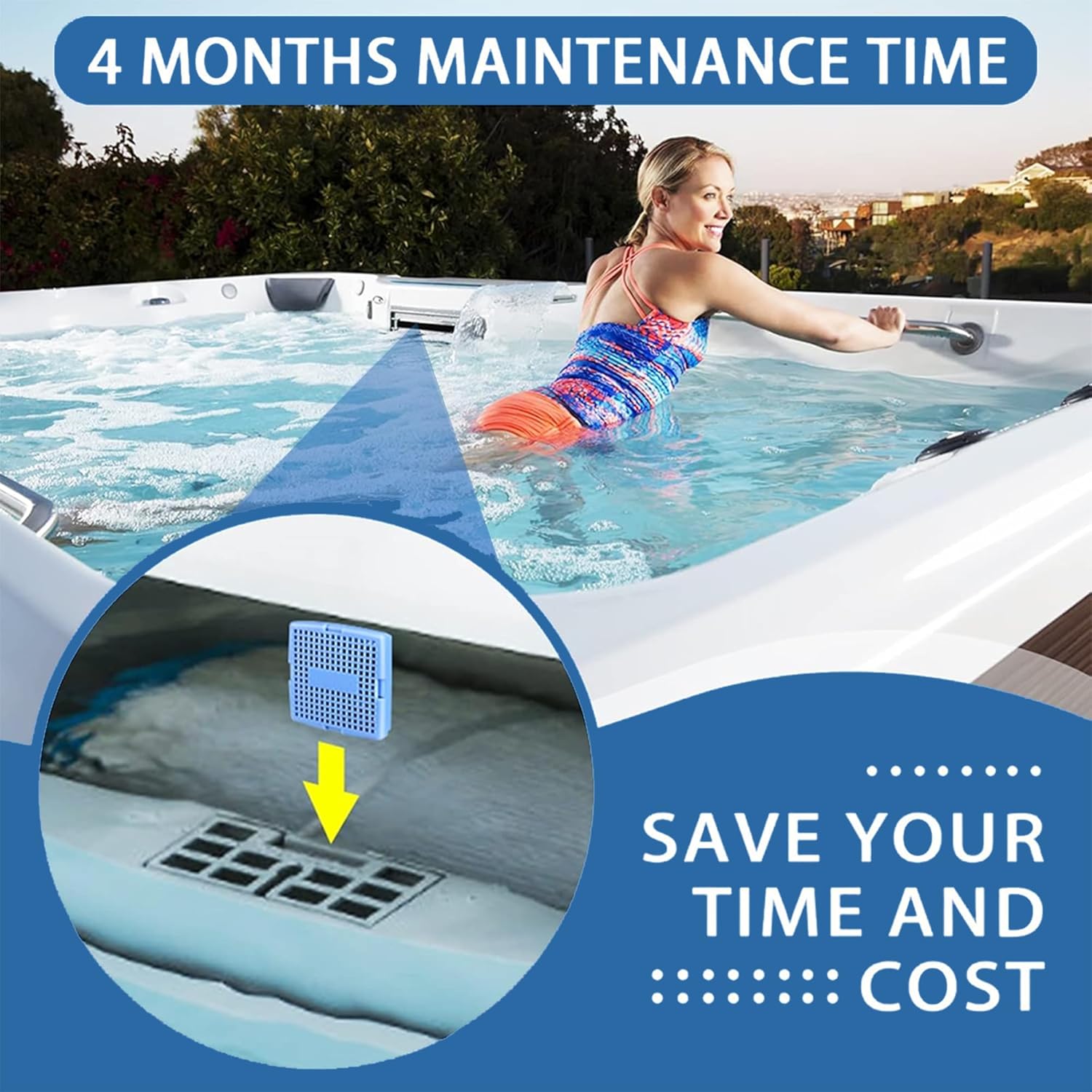 2 Pack Hot Tub Mineral Cartridge, Silver Ion Freshwater Salt System Cartridge, Cleans & Clarifies Spa Water for 4 Months