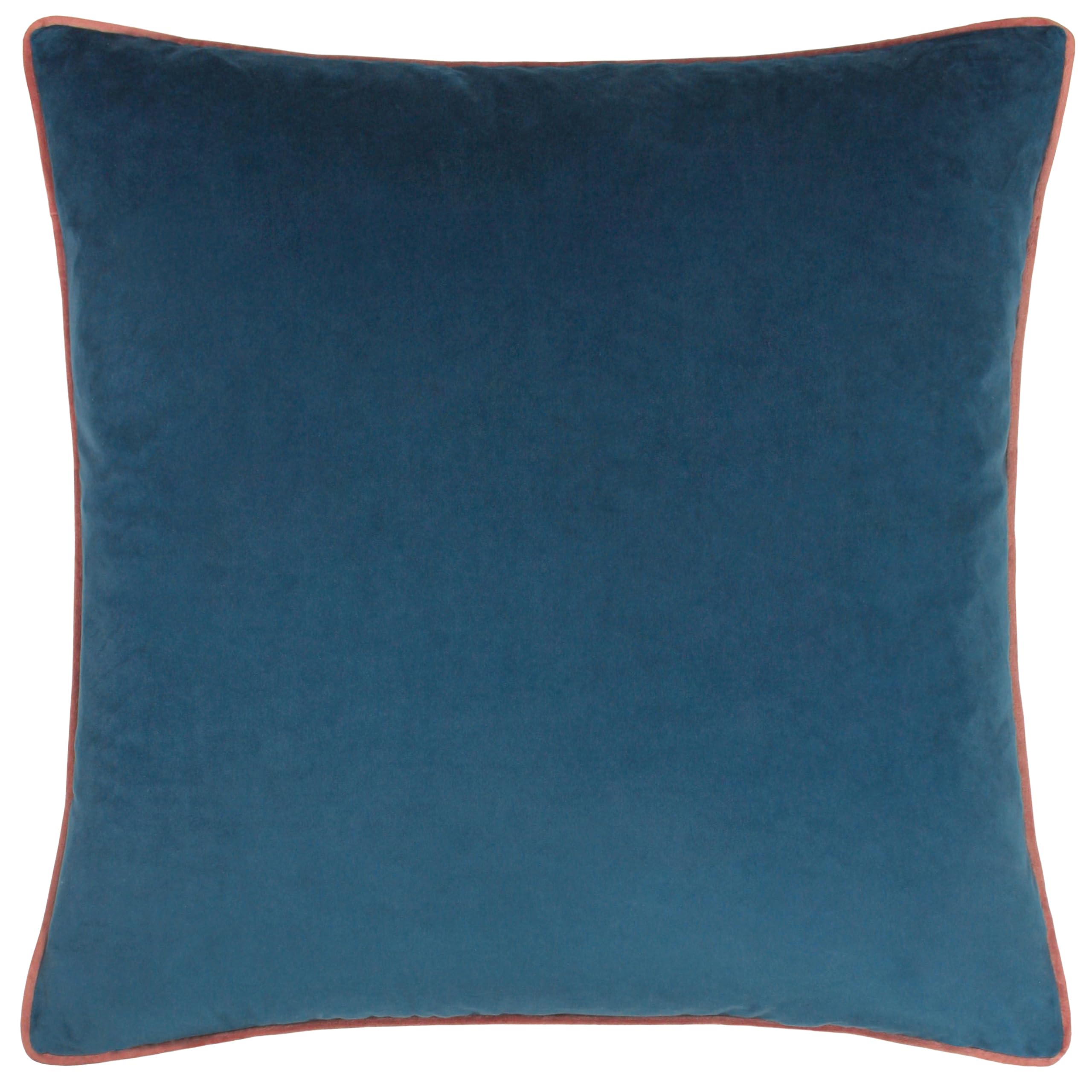 furn. Meridian Cushion Cover – Luxury Contrast Piped Velvet Decorative Case (Petrol/Blush - 45x45cm)