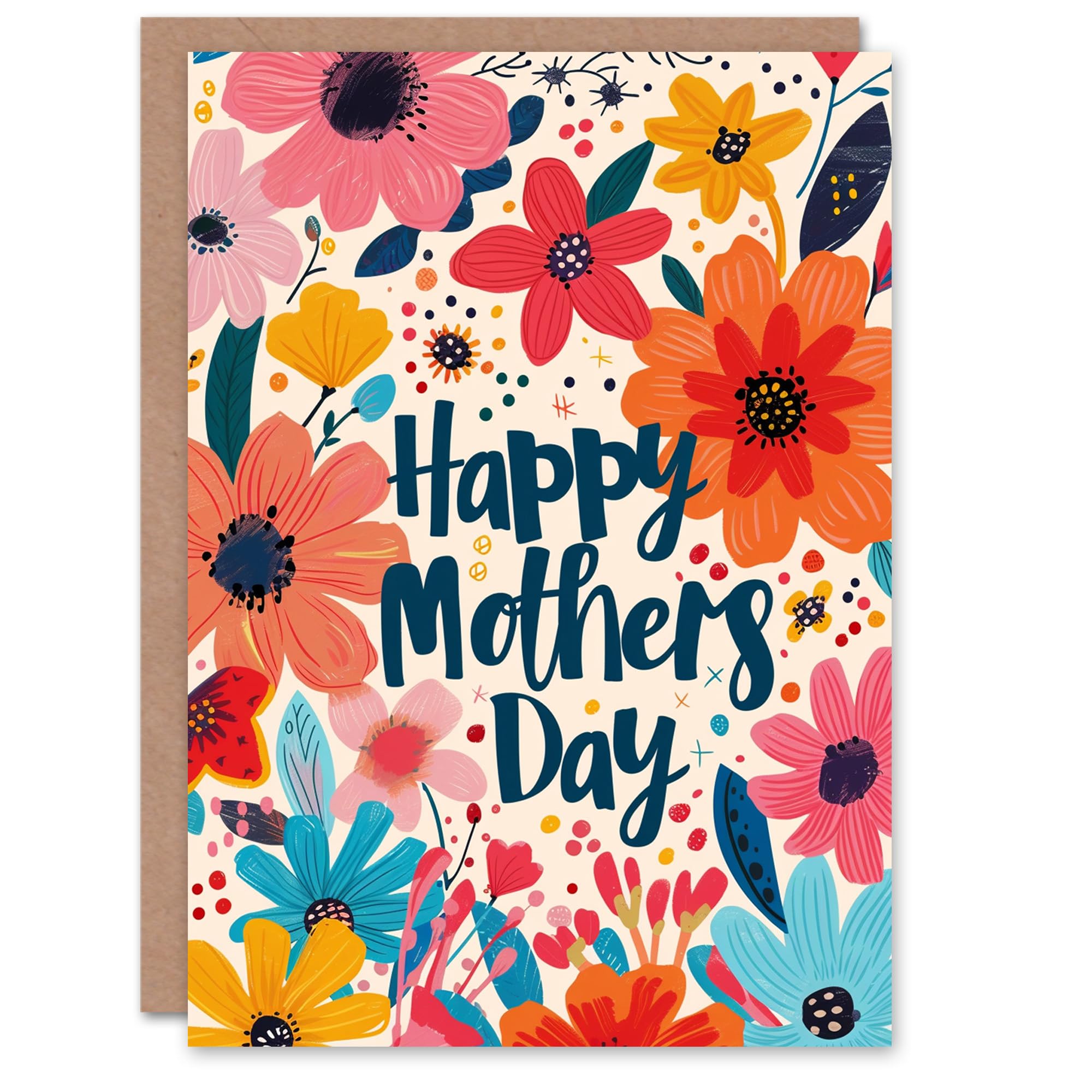 Artery8 Mother's Day Greeting Card Colourful Simple Spring Flowers For Mum