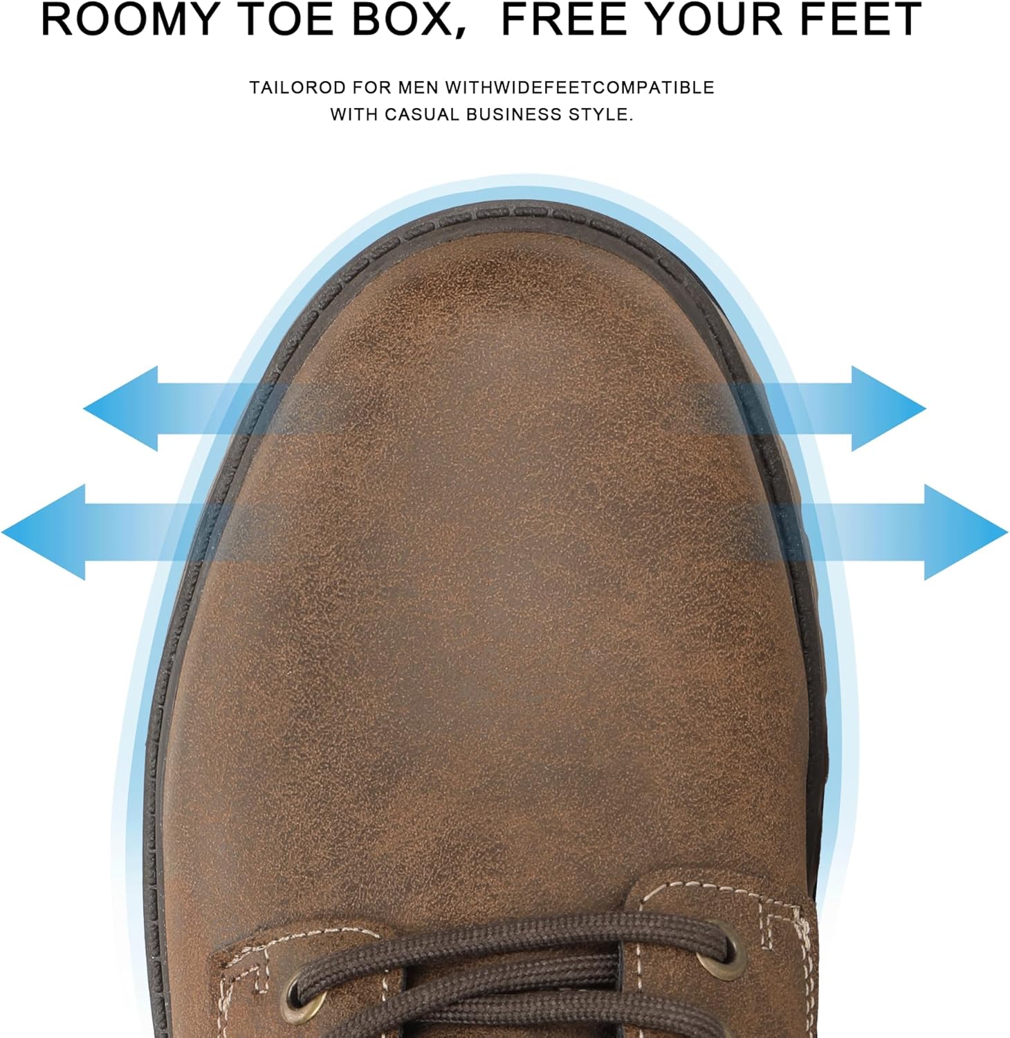 Mofri Man Vintage Leather Oxford Platform Shoes Chunky Low Top Lace Up Round Toe Waterproof Non Slip Casual Comfortable Fashion Formal Derby Office Work Business Dress Shoes - Image 6