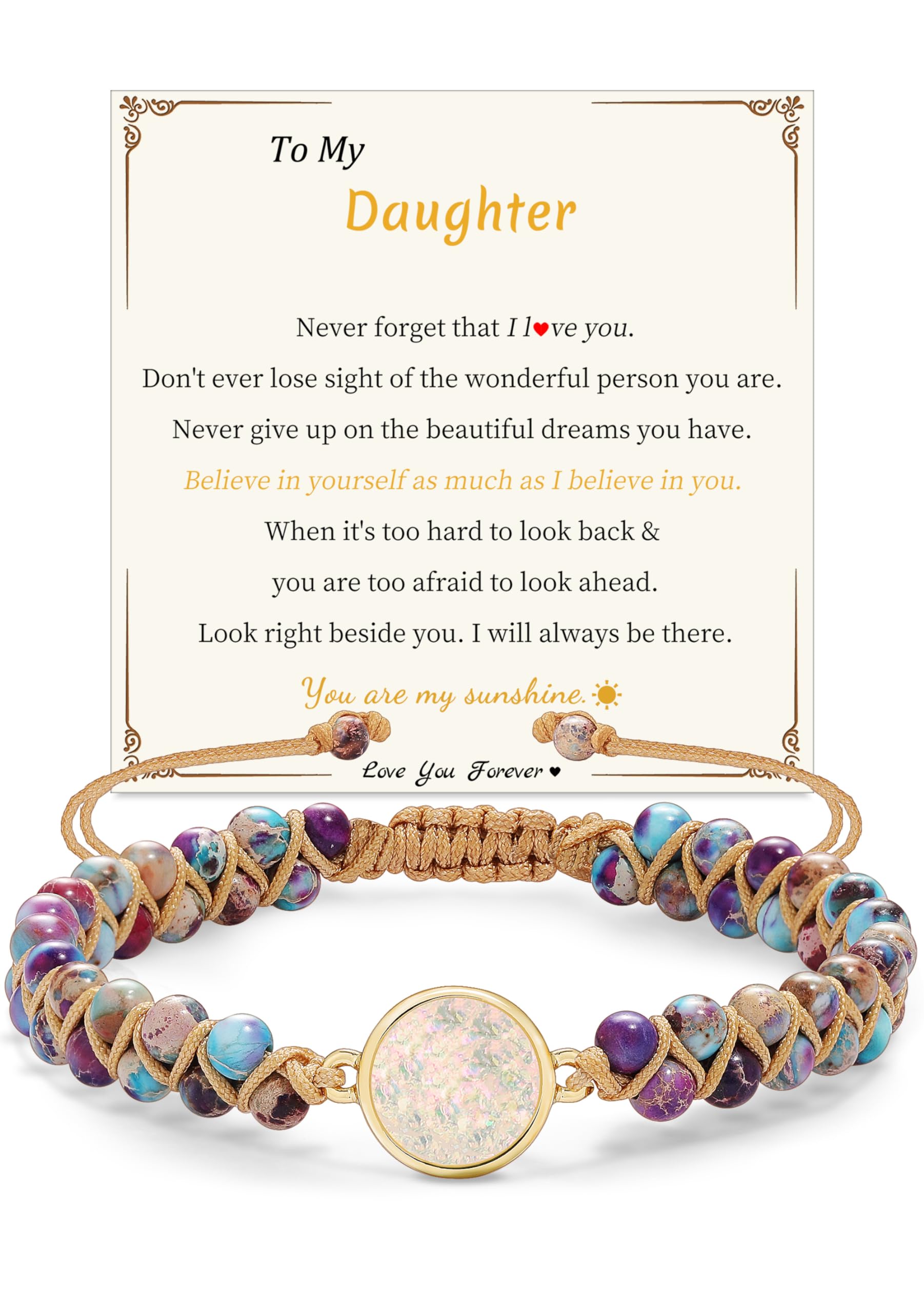 Sistble Mothers Day Gifts for Daughter Granddaughter, To My Mom Grandma Wife Girlfriend Sister Jasper Heart Bracelets Birthday Anniversary Christmas