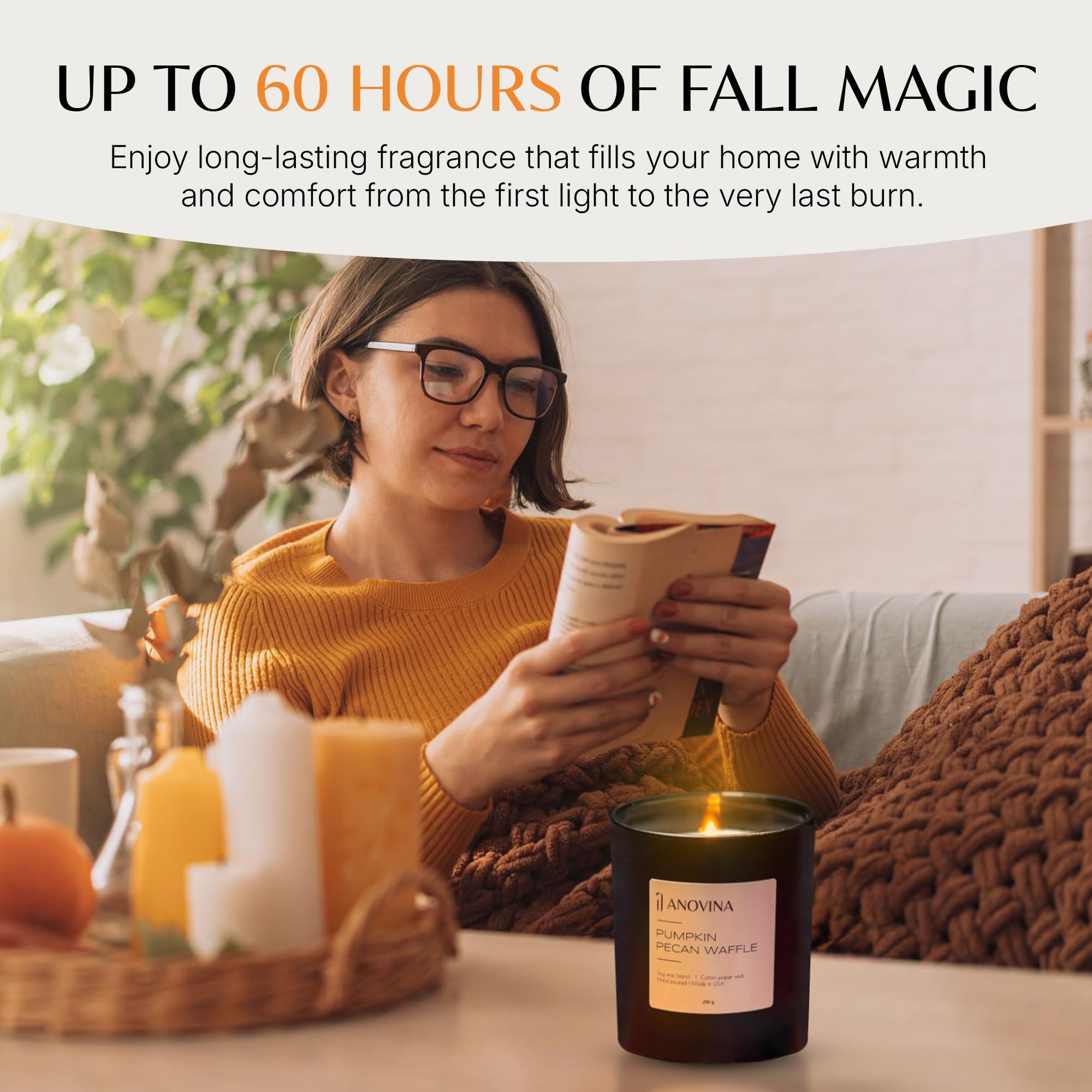 Experimenta la magia navideña con la vela perfumada de gofre de calabaza y nueces hecha en Estados Unidos, mezcla de cera de soja prémium con caja de regalo, perfecta para regalar