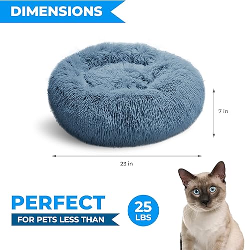 Miniatura 2 de Whiskers & Friends Cama para gatos para perros, camas para gatos de interior, cama ortopédica suave y esponjosa redonda calmante para mascotas para