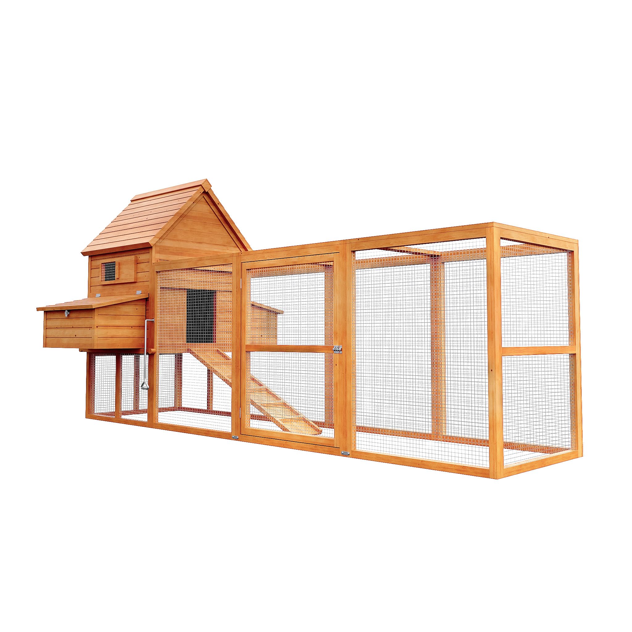 Wiltec Hühnerstall 136 X 74 X 70 Cm, Rotbraun, Mit Nistkasten, Isoliertem Dach & Verzinkter Kotwanne