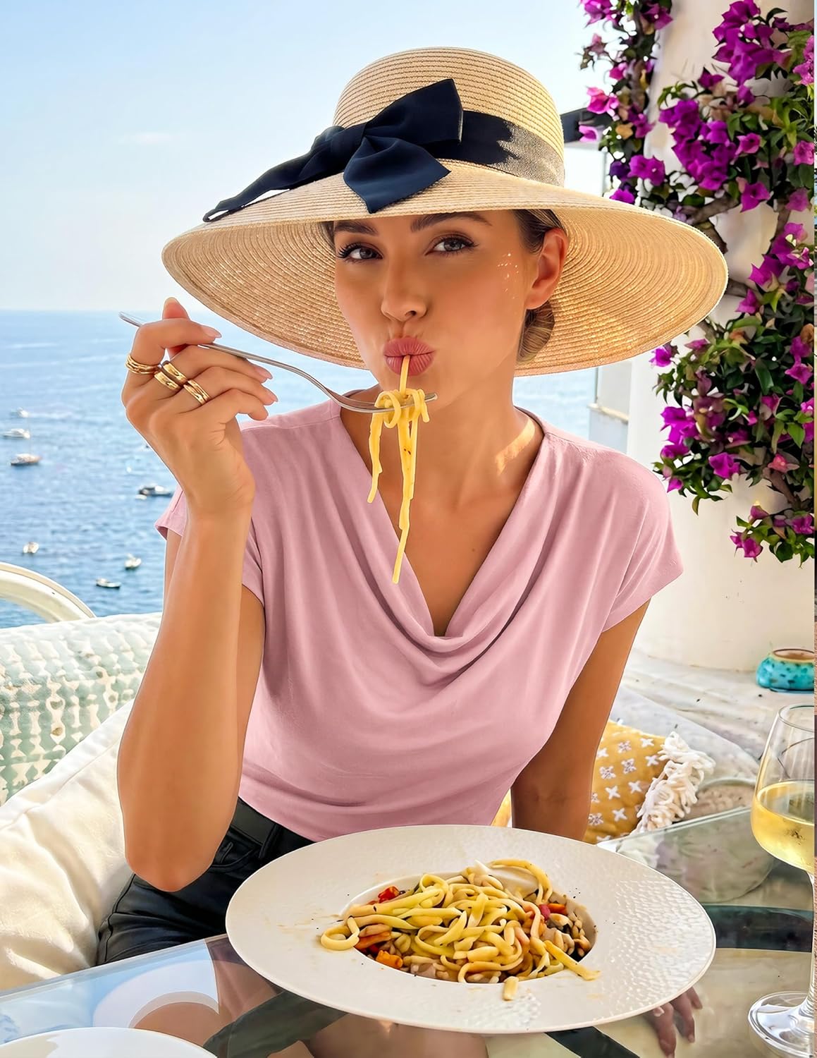 ZESICA Women's Summer Short Sleeve Business Casual Tops 2026 Cowl Neck Knit Shirts Spring Work Dressy Blouses - Image 3