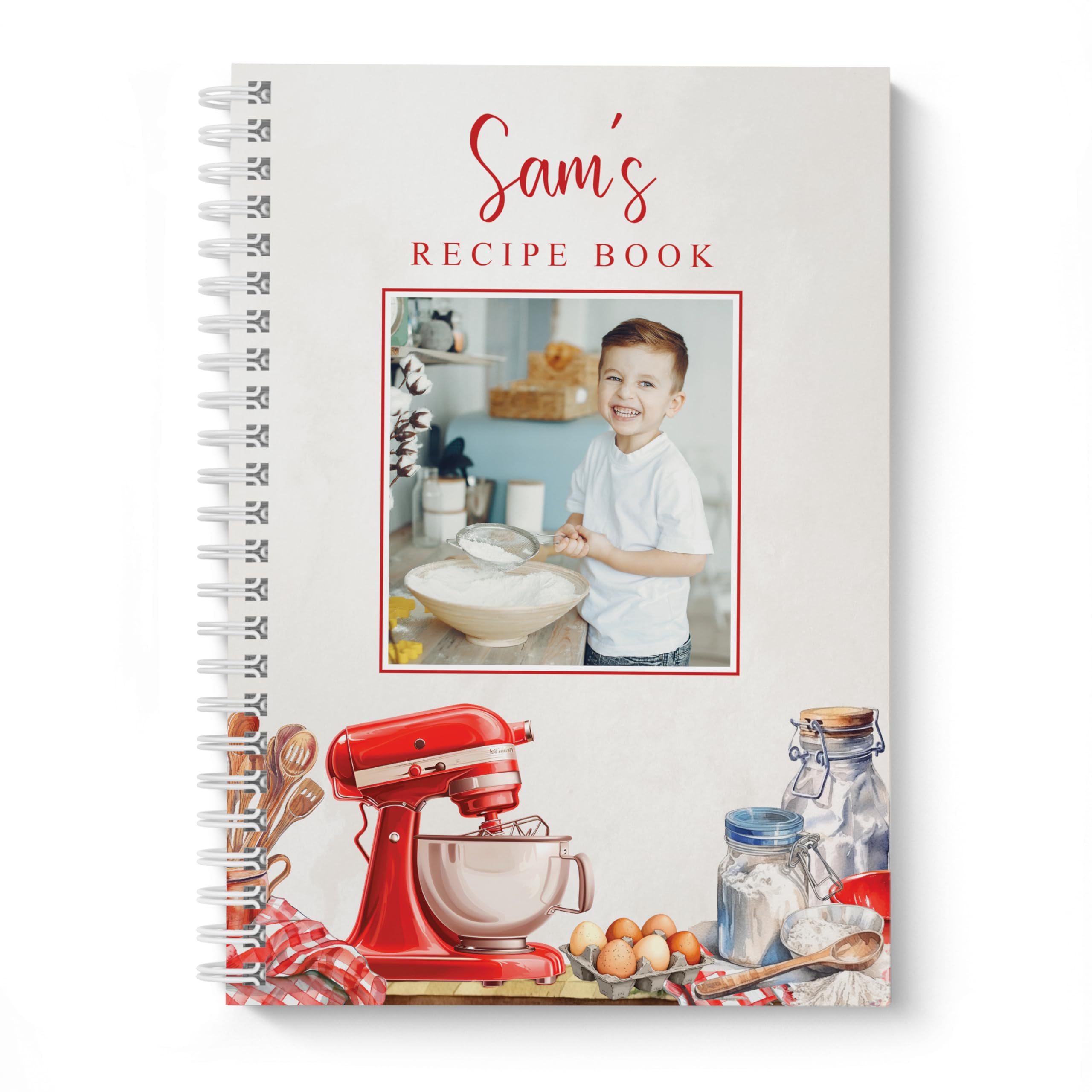 Custom Photo Recipe Book โ Personalised Cookbook with Your Own Photo โ A5 / A4 Recipe Notebook โ Write Your Own Recipes โ Unique Cooking Gift - Photo Mixer Design