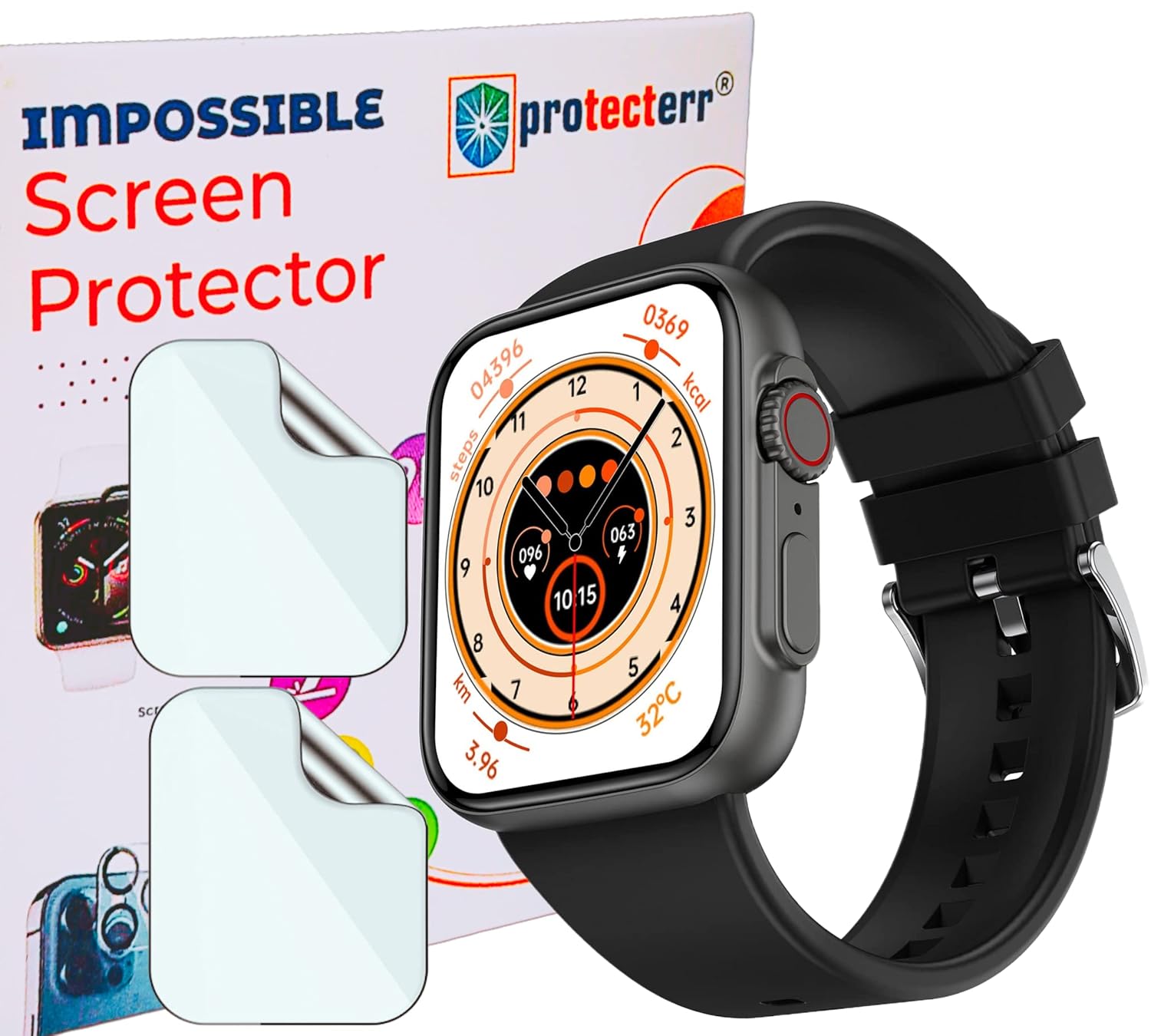 PROTECTERR® Screen Protector for Fire Boltt Gladiator (1.96") Smartwatch 2 Pack, UltraThin