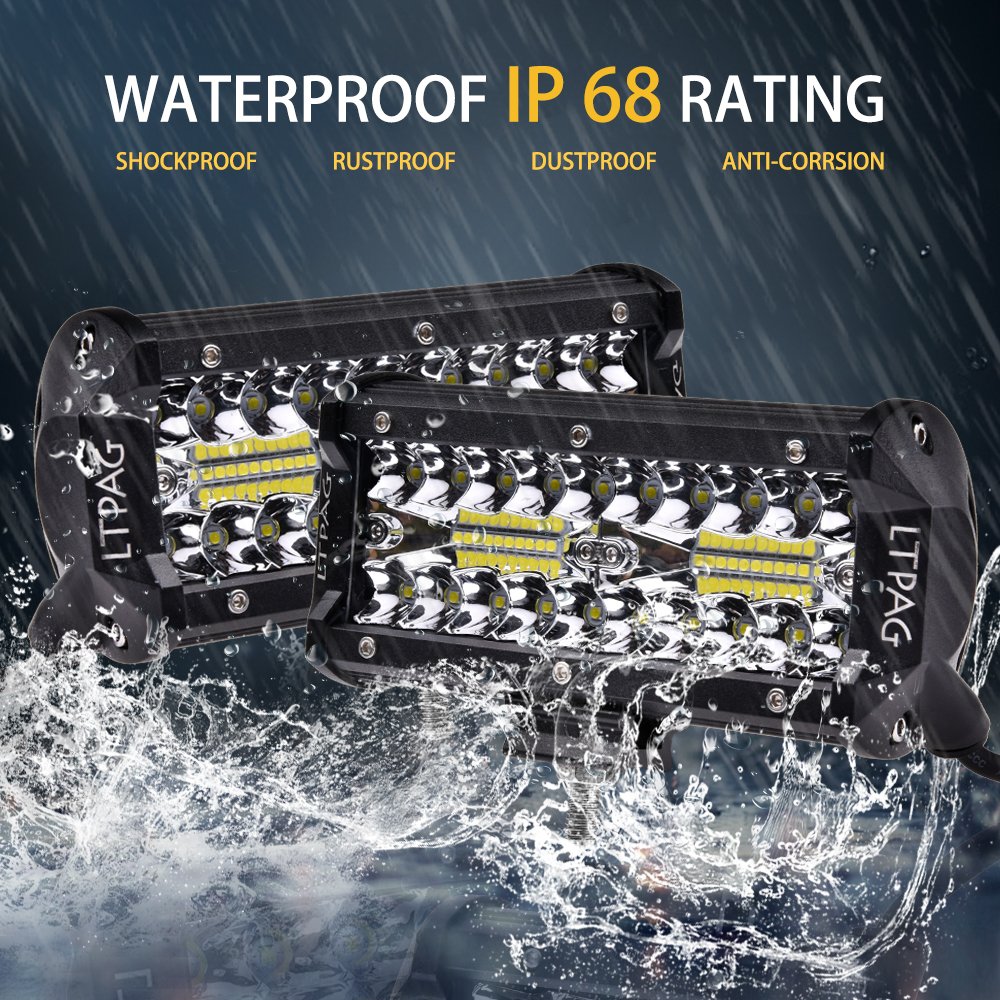 LTPAG 2pcs Focos LED Tractor, 7" 120W 24000LM Faros Trabajo LED 12V-24V Barra LE𝐃 IP68 Impermeable Luz de Niebla para Coche,SUV, UTV, ATV, Off-road,Camión,Moto,Barco - Garantía de 2 años