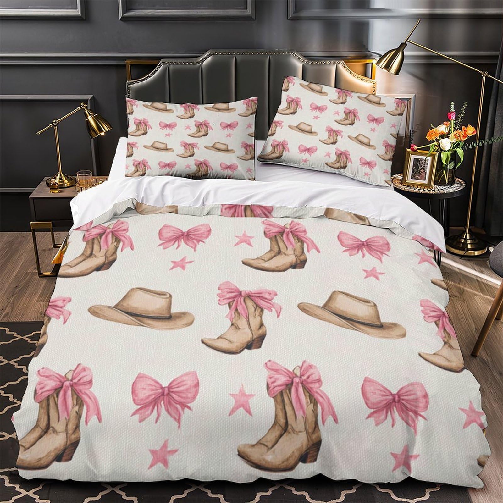 Housse de couette bottes de cowboy lit simple 135x200 parure lit microfibre hypoallergénique