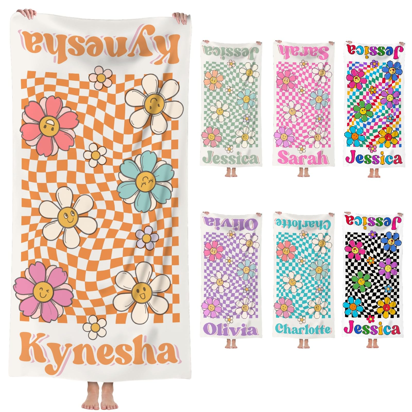 papasgix Personalised Microfibre Beach Towels for Adults with Photo Face Extra Large Travel Towel Quick Dry Sand Free Lightweight Bath Towel for Swimming Gym(Flower Coloured,65x130cm Microfiber)