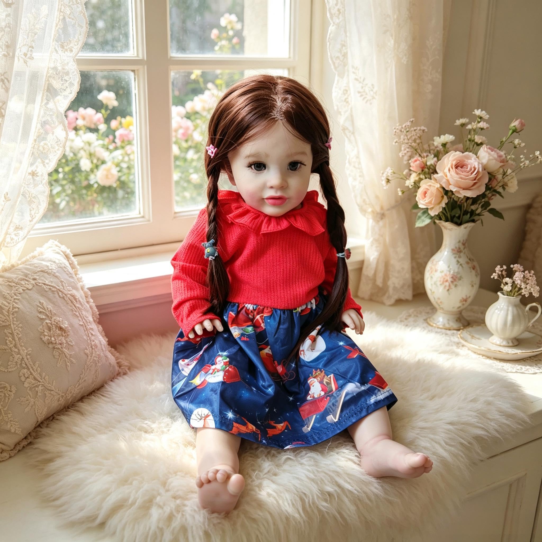 RXDOLL Realistische Reborn Kleinkind-Puppen Mädchen Pippa 66 cm große Größe Reborn Babypuppen aus weichem Vinyl-Tuch Körper lebensechte Kleinkind-Puppe mit verwurzelten Haaren für Kinder Mädchen