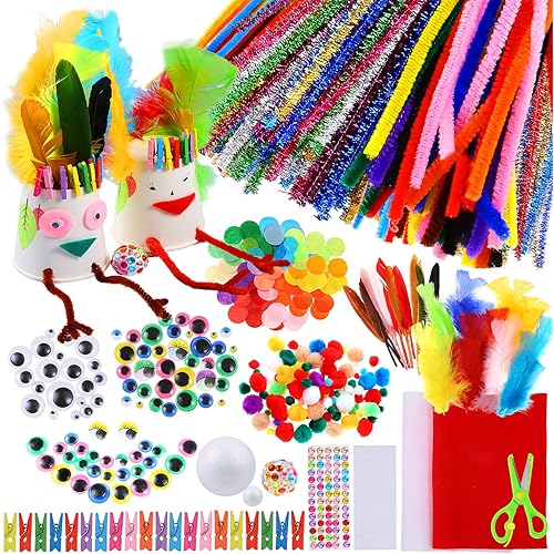Caydo Arts and Crafts for Kids Aged 4-8, Toddler Craft Art Supplies Kit for Kids Gift Creative Craft Projects Making, Kindergarten Homeschool Projects Supplies Set
