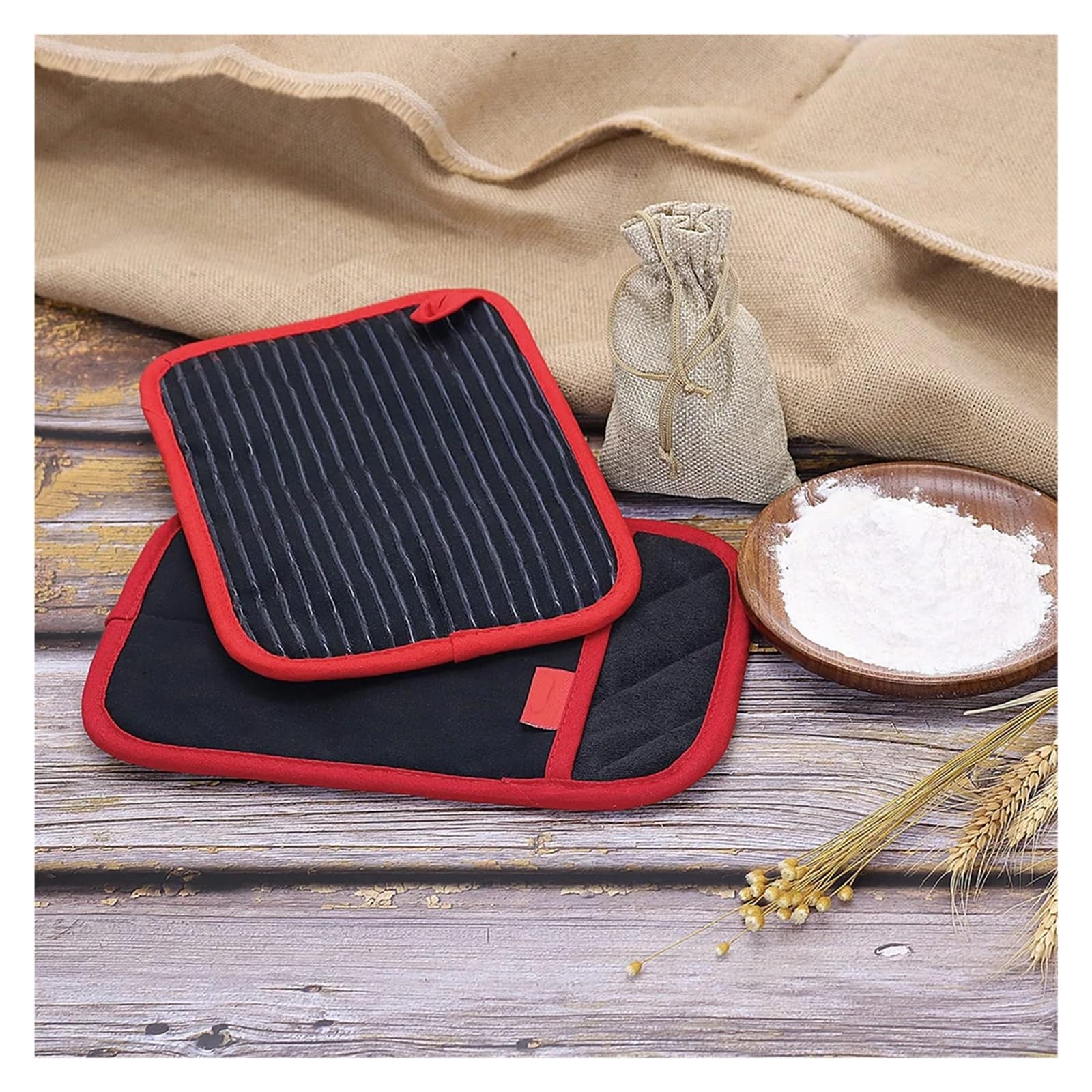 Guanti da forno in cotone Set guanti antiscivolo in silicone Comodo guanto riscaldato con fodera in spugna resistente al calore(4 PCS)