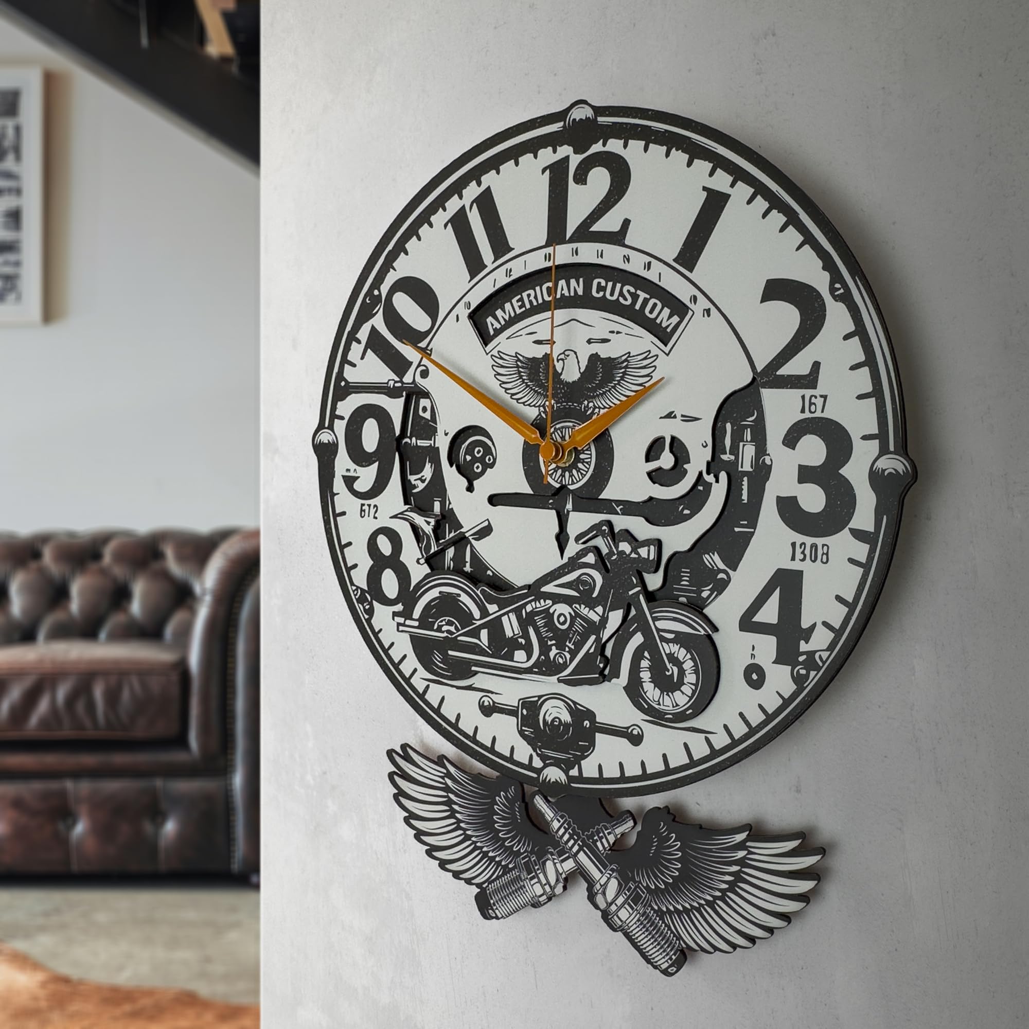 m&m custom performance スタッズ 置時計 Amazon.com: goodtime American Custom Motorcycle Wall Clock with
