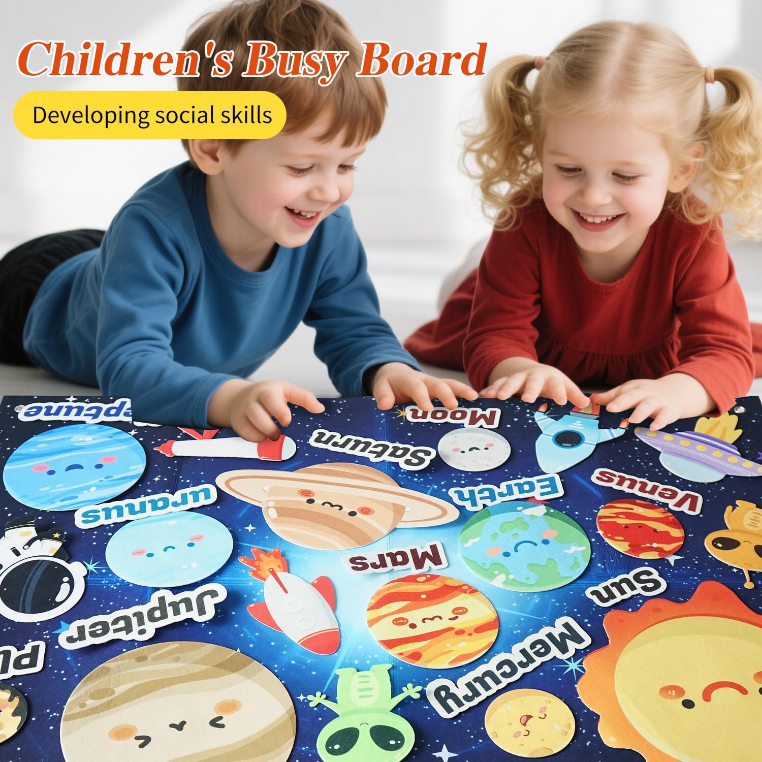 Toddler Solar System Toy, 33-Foot Children's Space Felt Board, Suitable Birthday Gift for Boys and Girls, Montessori Solar System Sensory Toy, Planetary Toy for Children Aged 3-8
