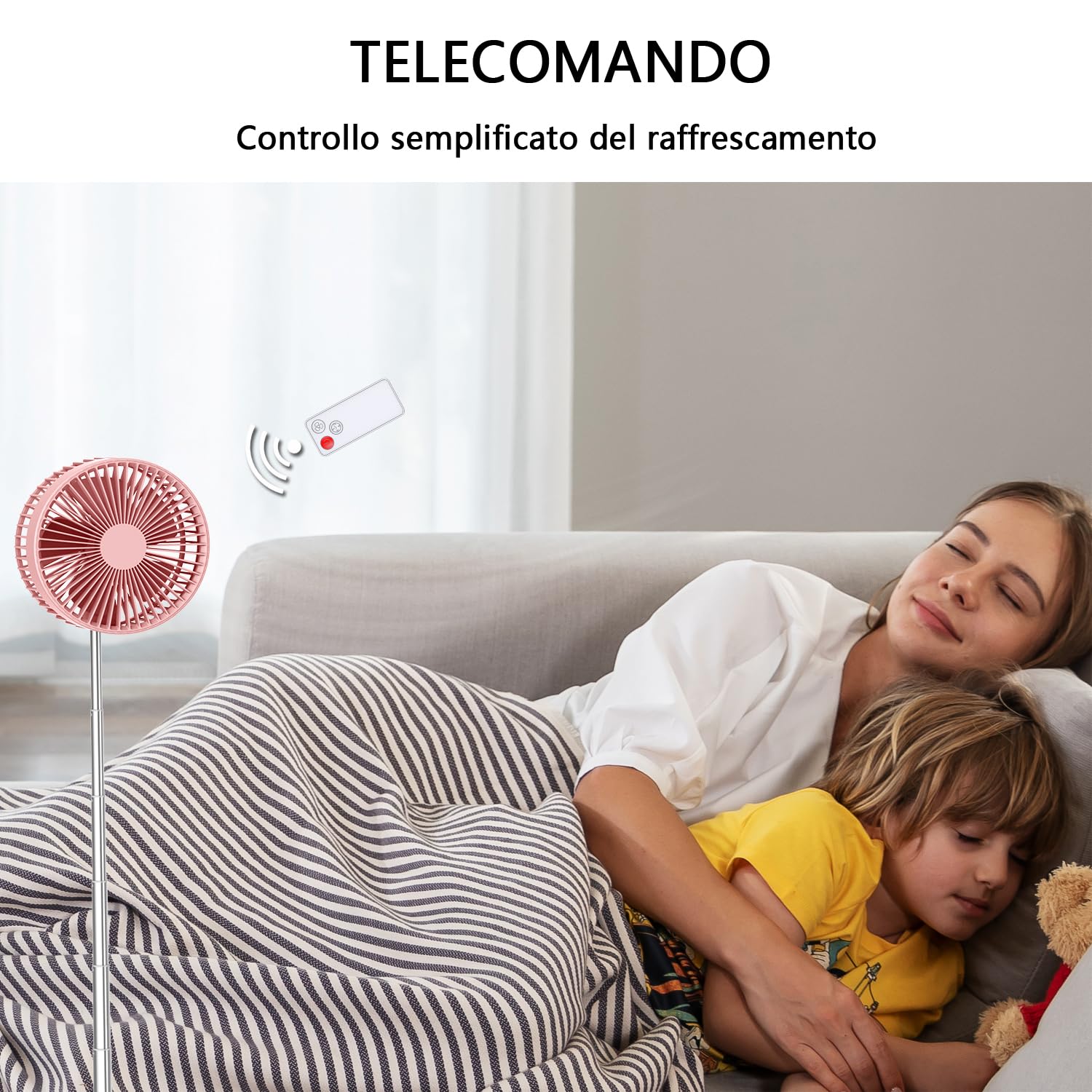 Unitedtime, ventilatore da tavolo e da tavolo, ventilatore portatile da viaggio, alimentato a batteria o USB, regolabile in altezza, pieghevole, con telecomando e timer, 4 impostazioni di velocità