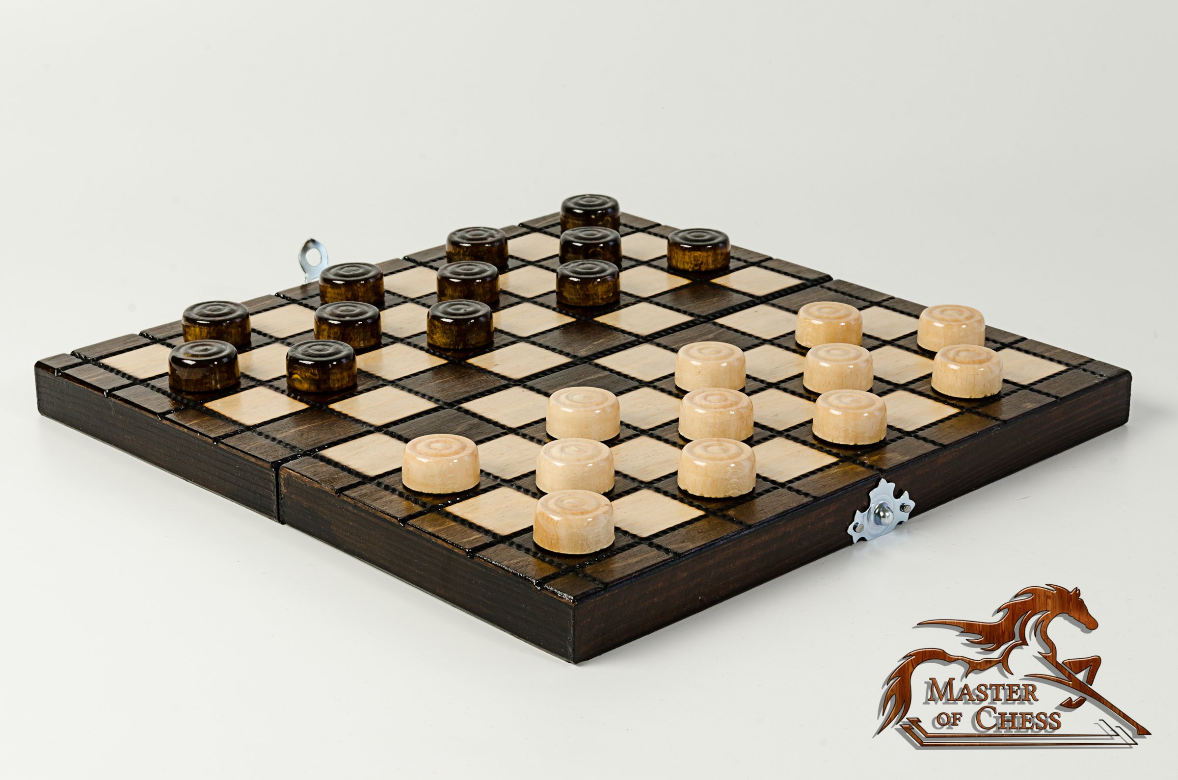 10" Traditional Hand Crafted Wooden Draughts Checkers Set