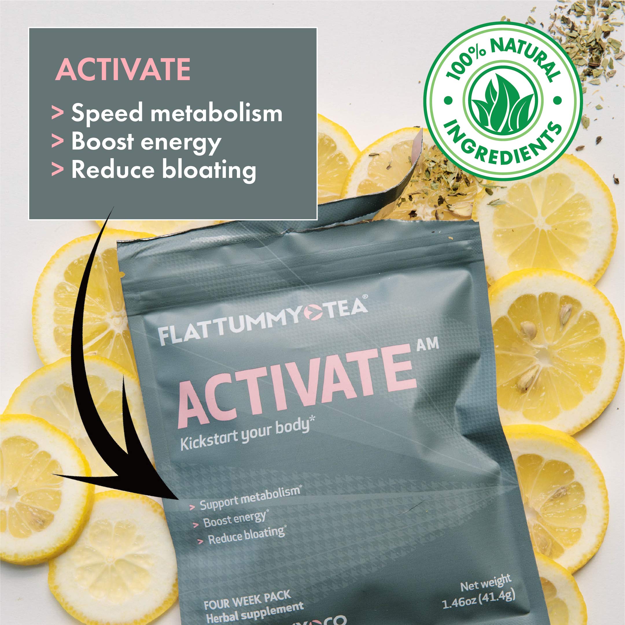 Flat Tummy 2Step Detox Tea 4 Week Program Detox Tea to Boost Energy, Speed Metabolism