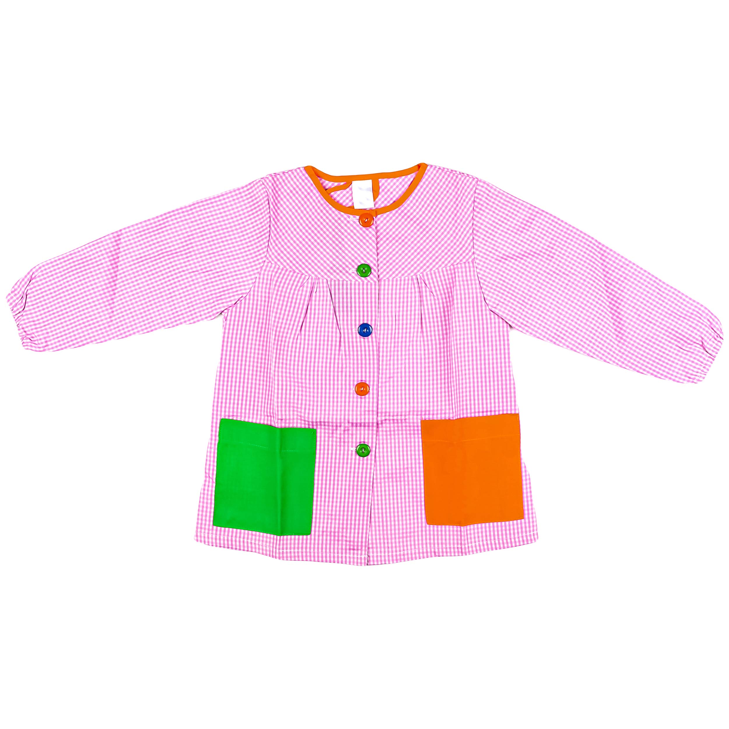 H HANSEL HOME Bata Escolar Infantil Baby Infantil de Cuadros Pequeños (Rosa, 7-8 años)