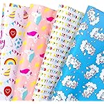 WRAPAHOLIC Birthday Wrapping Paper Sheet - 12 Sheets Unicorn Rainbow Pony Pink Blue Design Folded Flat for Birthday, Party, Baby Showers - 19.7 Inch X 30 Inch Per Sheet