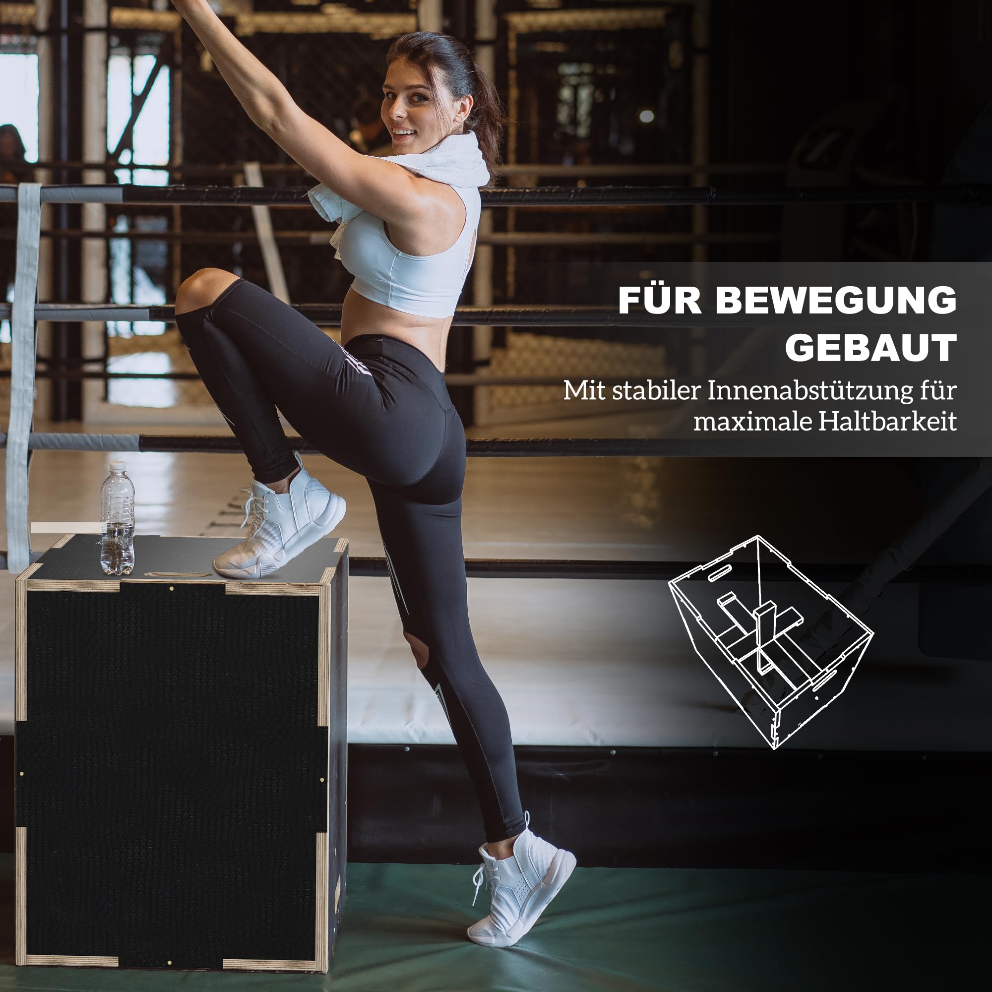 SPORTNOW 3 in 1 Plyo Box Sprungbox aus Holz Schwarz | Plyometric Plattform mit Griff, Plyometrisches Training, Sprungtrainer für Zuhause, Fitnessstudio