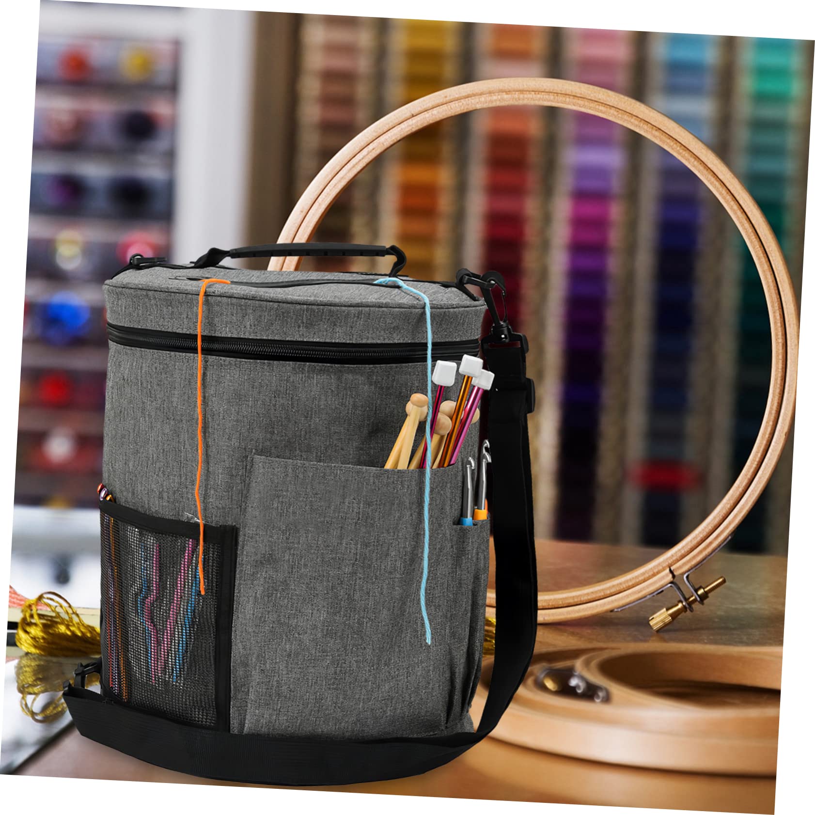 HANABASS Borsa Porta Gomitoli Manico, Organizer Cilindrico per Filati