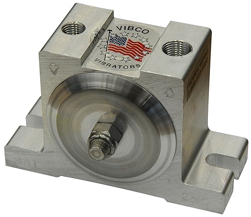 VIBCO MHI-250 Silent Pneumatic Turbine Vibrador, 965 lb. Fuerza, 10,200 VPM, 9 CFM, 60 a 80 psi, escape roscado, patrón de perno de 4 pulgadas.
