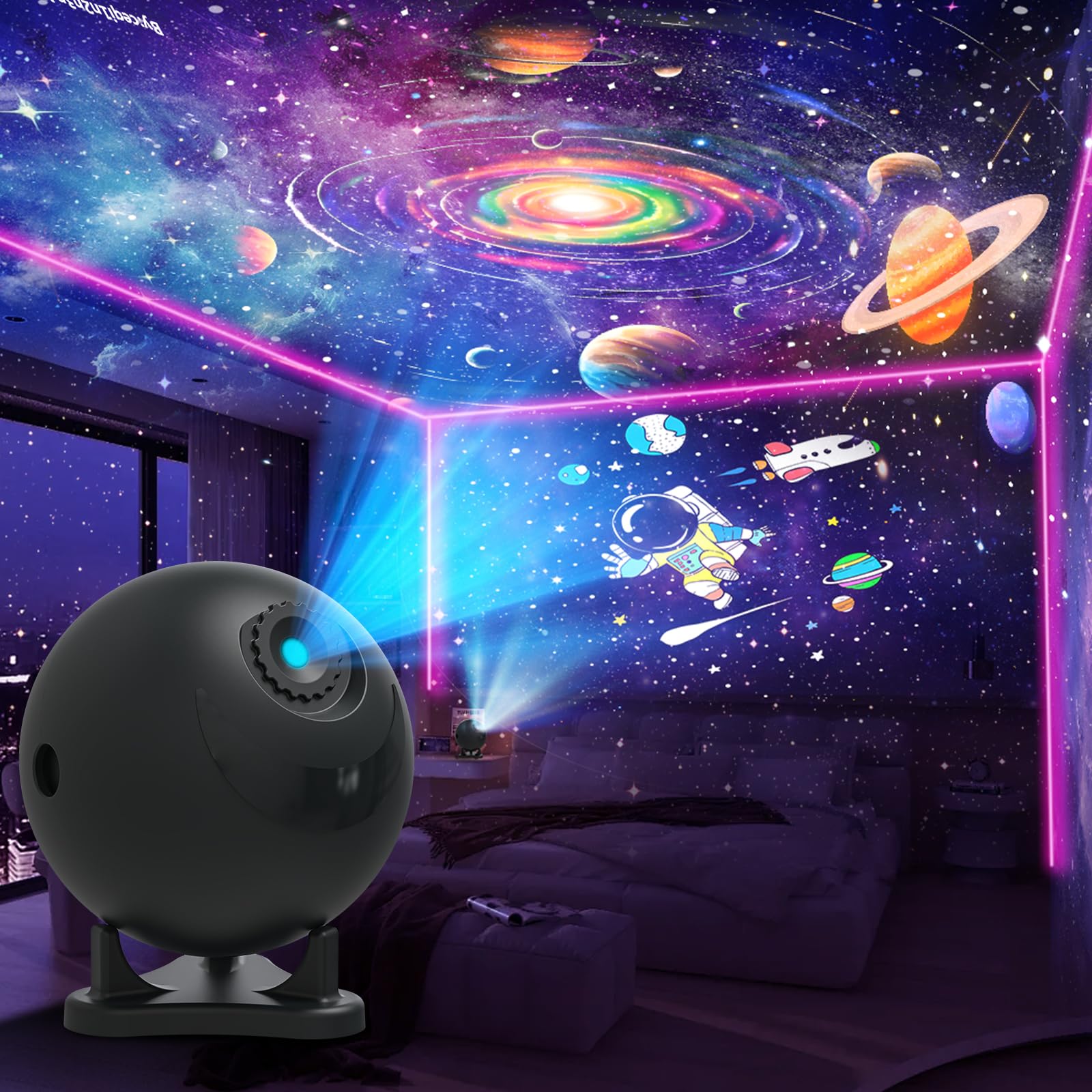 Galaxy Star proiettore luce notturna, 12 dischi pellicola, proiezione ultra HD, silenziosa, alimentazione USB, spegnimento automatico