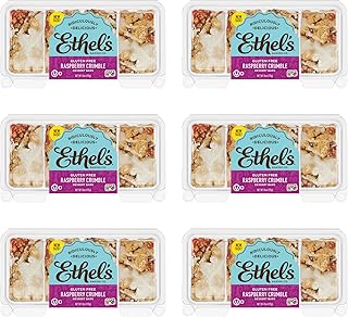 Ethel's Baking Company Raspberry Crumble Bars – Gluten-Free Dessert Bars with Homemade Raspberry Jam – 24 Count (1.5oz Bars) Delivered in Freezer-Friendly 6-Pack Containers