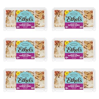 Ethels Baking Company Raspberry Crumble Bars Gluten-Free Dessert Bars with Homemade Raspberry Jam 24 Count 1.5oz Bars Delivered in Freezer-Friendly 6-Pack Containers
