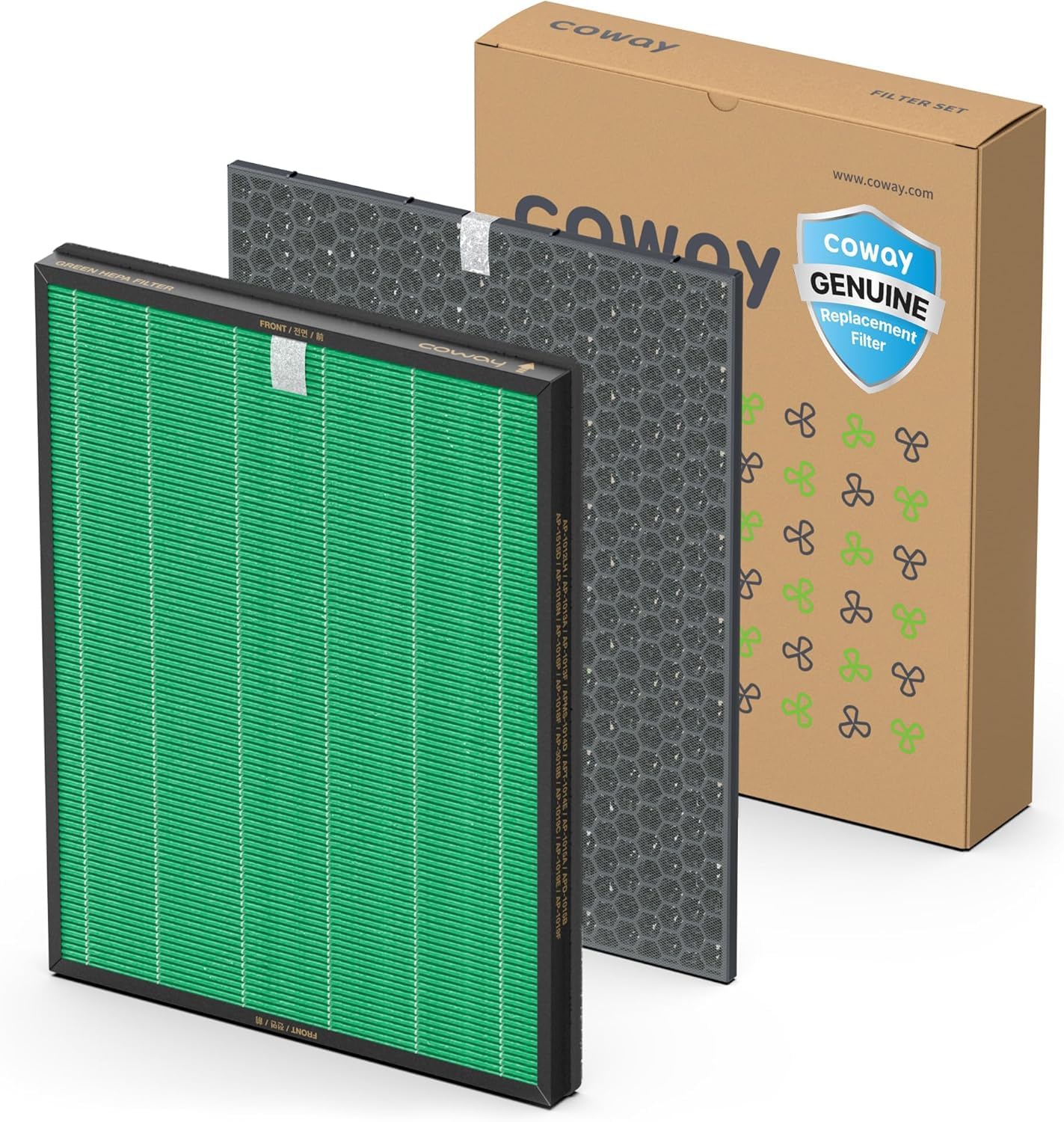 Coway GreenHEPA Filter Set for Air Purifier AP-1019C Airmega 150, Genuine Filter Kit, Made in Korea