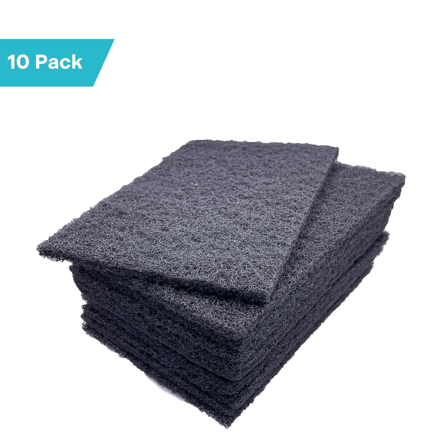 VSM 10-Pack: 6" x 9", Black - Medium, Non-Woven Hand Pad, Silicon Carbide Grains, Rust and Oxidation Resistant, Multipurpose Abrasive Scrub Pad for Finishing and Cleaning