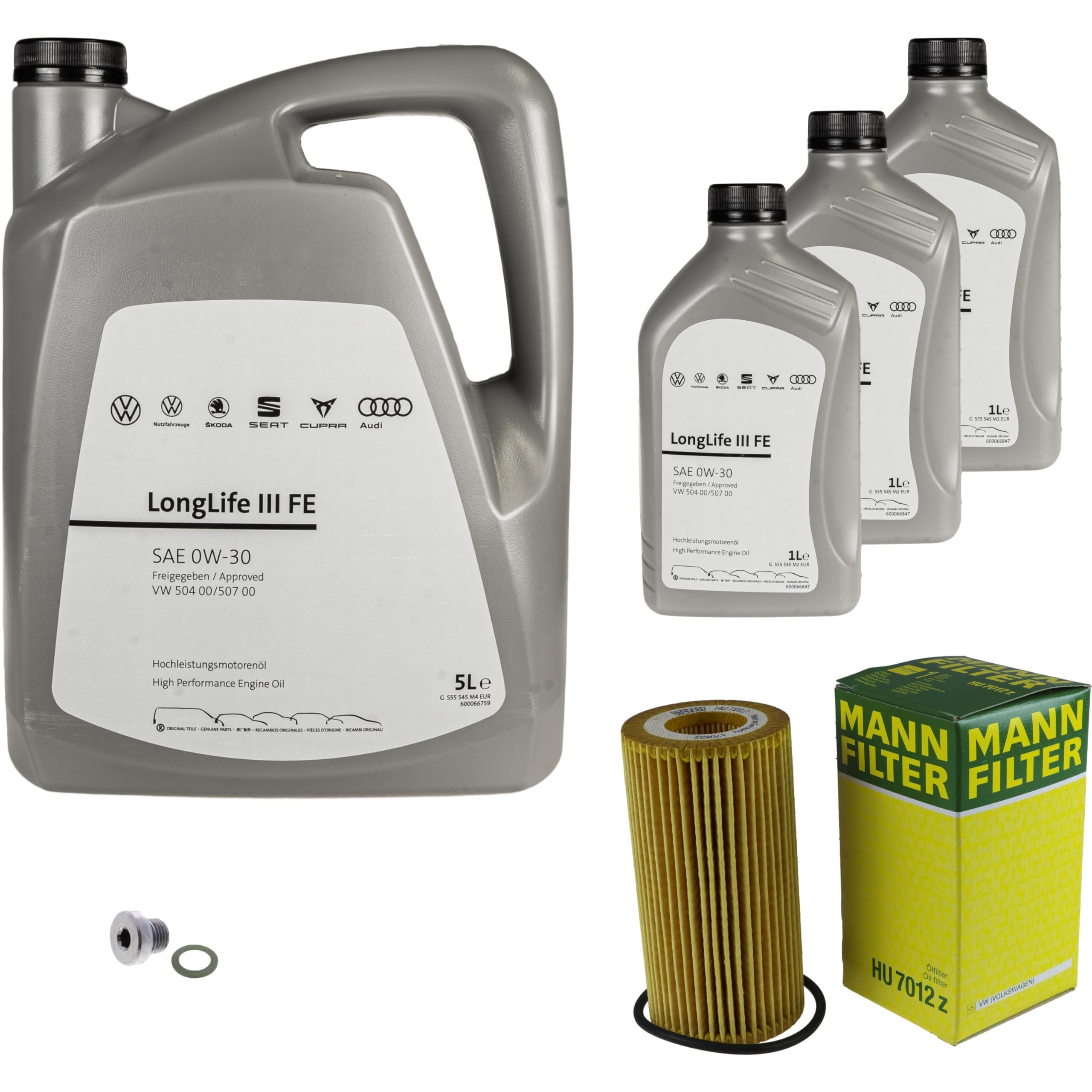 Pacchetto di ispezione pacchetto di manutenzione filtro con 8 l 0W-30 olio motore LongLife 3 FE, filtro olio vite di scarico olio