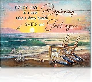 Dazzlewall Vintage Beach Ocean Wall Art Poster Sea Turtle Bathroom Prints, Inspirational Quotes Wall Poster for Bathroom B...