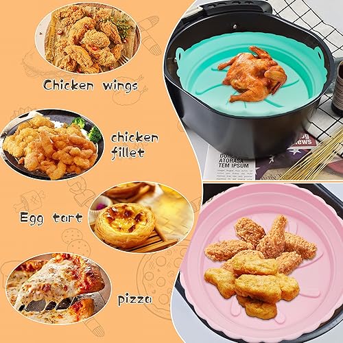 Miniatura 5 de Ollas de silicona para freidora de aire, 5 forros de silicona para freidora de aire, aptos para alimentos, antiadherentes, accesorios para horno,