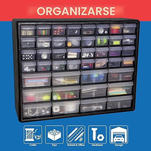 Miniatura 4 de Akro-Mils 10144 - Gabinete de 44 cajones de plástico para almacenamiento de piezas de ferretería y artesanías, 20 pulgadas de ancho x 6.37 pulgadas