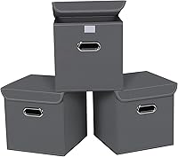 Vista 32 de Organizadores de Armario Contenedores de Almacenamiento de Tela Con Tapas Cubos Plegables Organizador Cesta Con Asas, Cajas de Almacenamiento