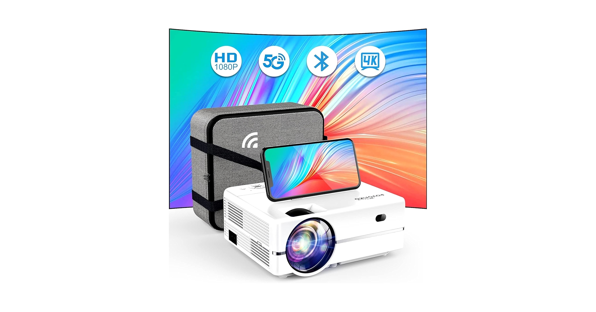 ROVOMKO プロジェクター 小型 13000lm 5G&2.4G wifi プロジェクター 小型最新人気モデルROVOMKO 13000lm 5G&2 4Gwifi